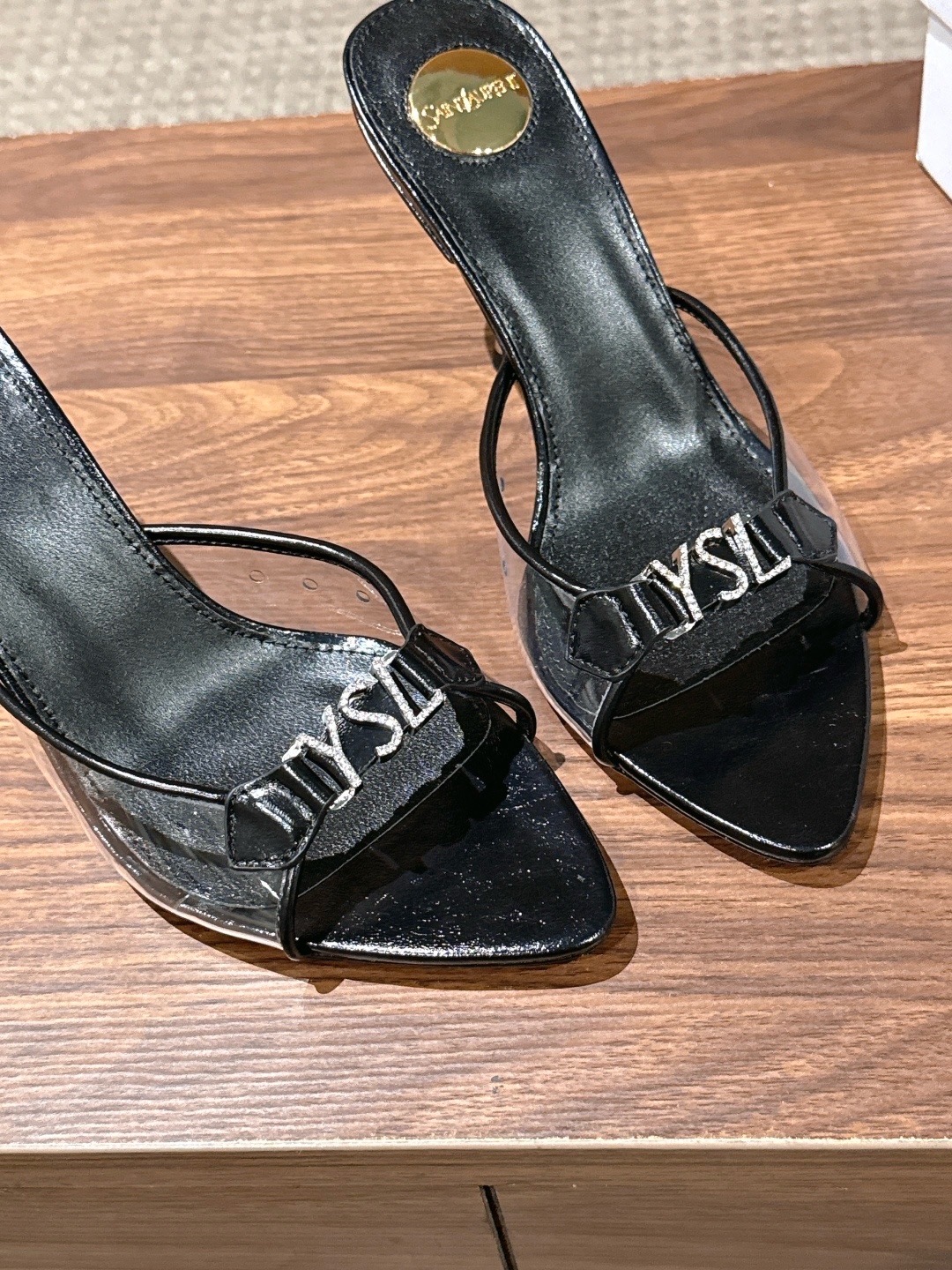 Мюли женские в стиле Saint Laurent YSL черного цвета