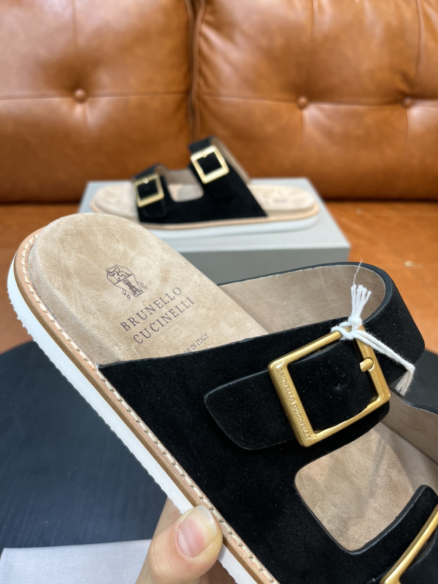 Сандалии мужские в стиле Brunello Cucinelli чёрного цвета