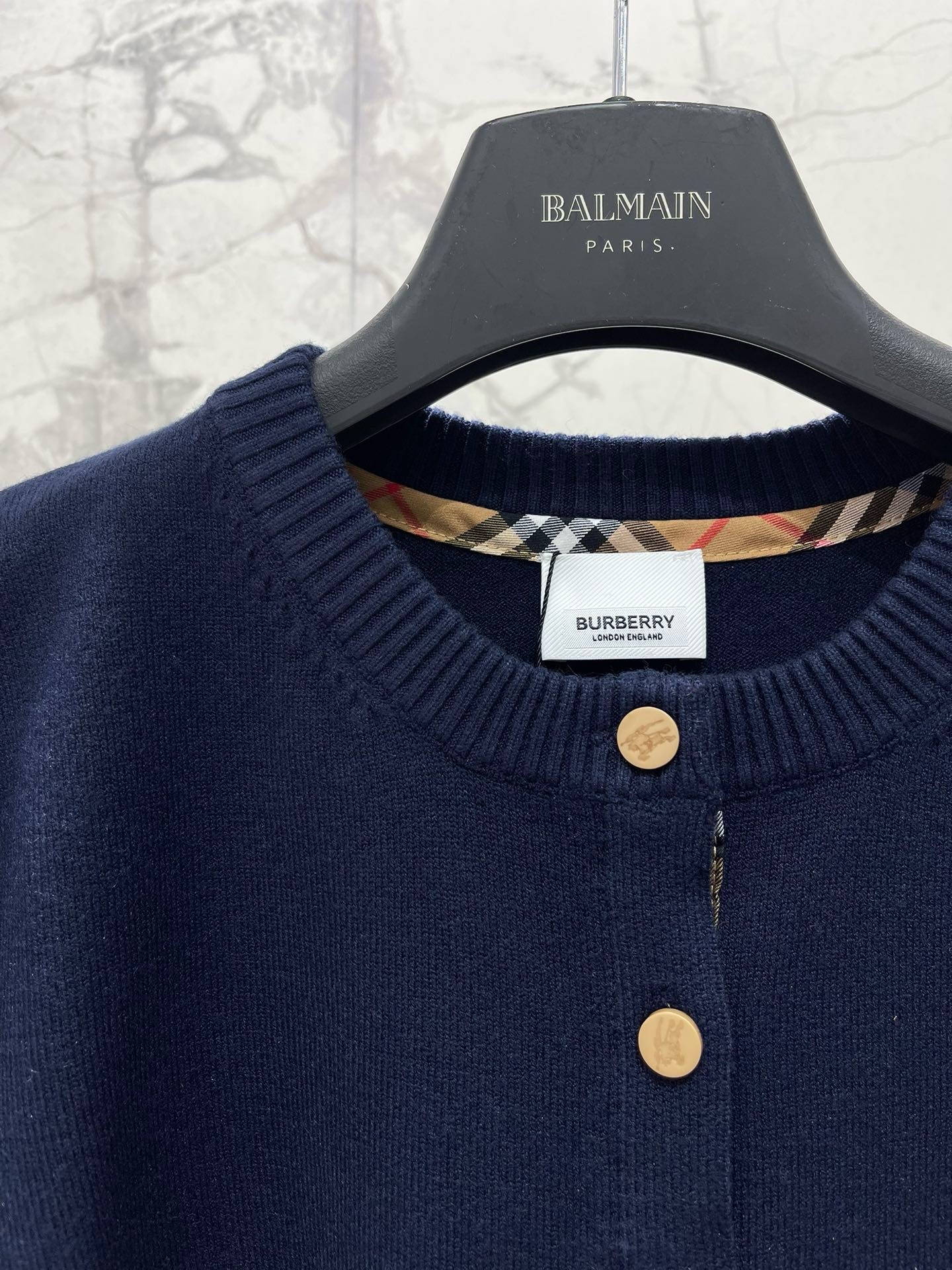 Кардиган женский Burberry EKD Cotton Wool Cardigan тёмно-синего цвета