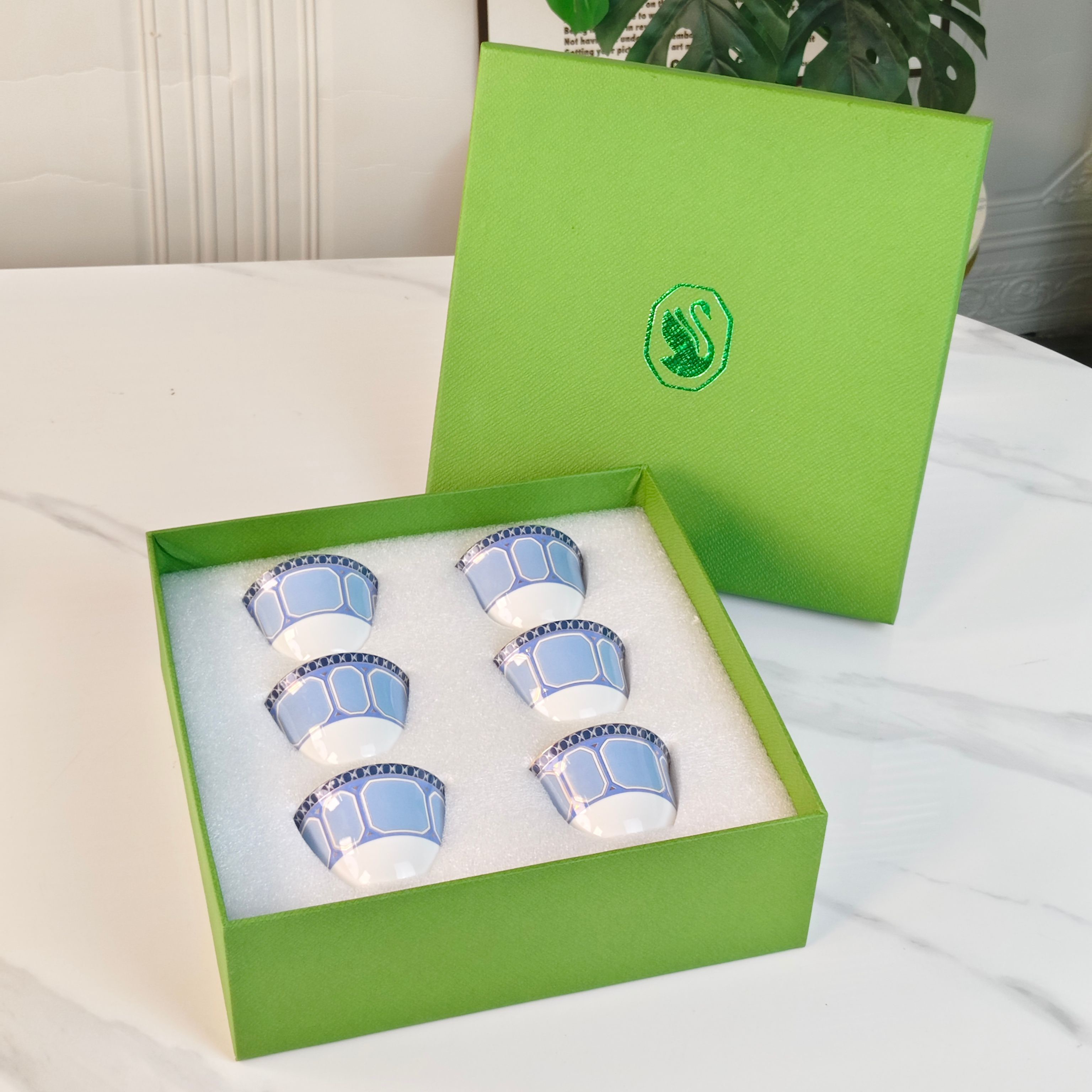 Чайный набор  в стиле Swarovski x Rosenthal из керамики синего цвета