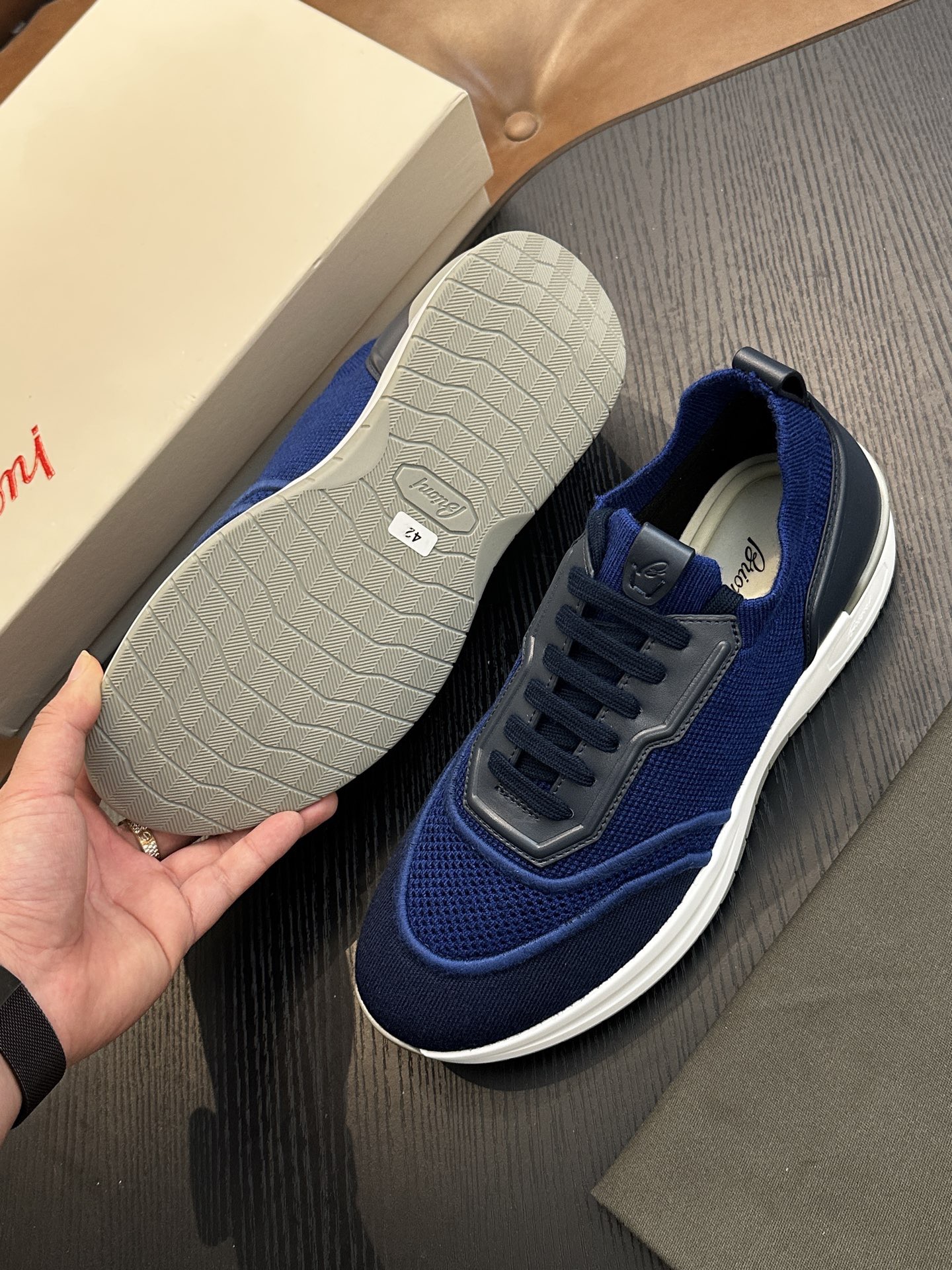 Кроссовки мужские в стиле Brioni синего цвета