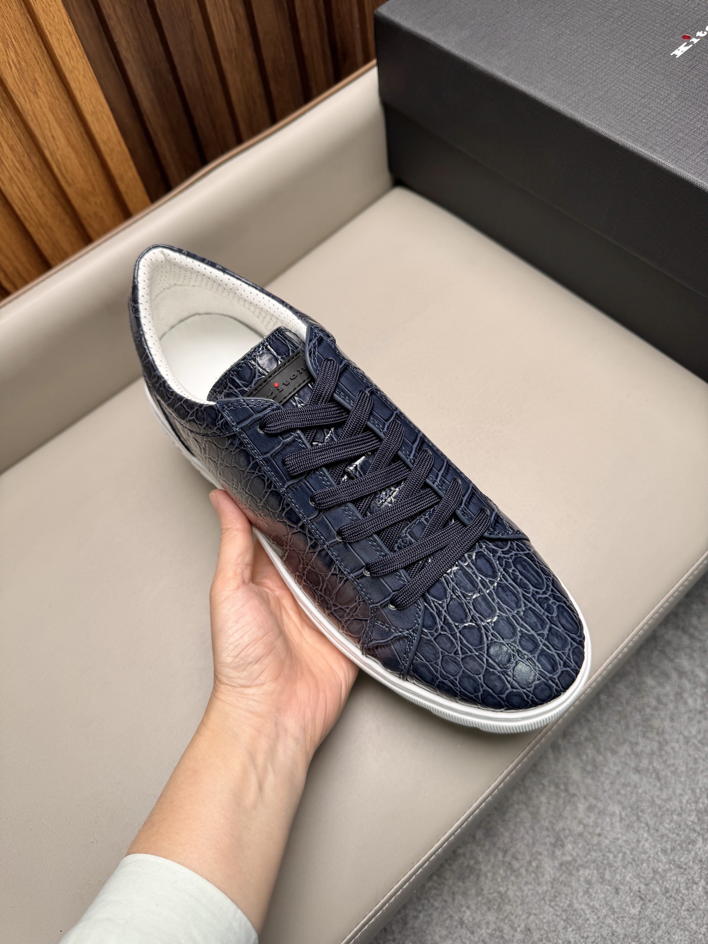 Кеды мужские в стиле Kiton синего цвета