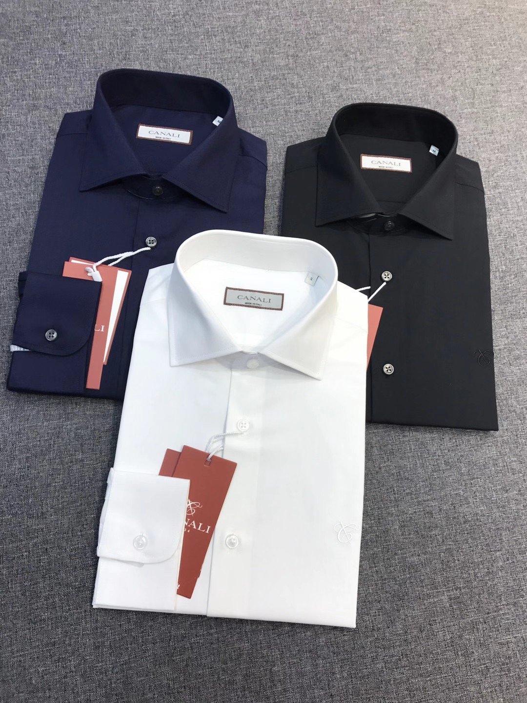 Рубашка мужская в стиле Canali с длинным рукавом чёрного цвета