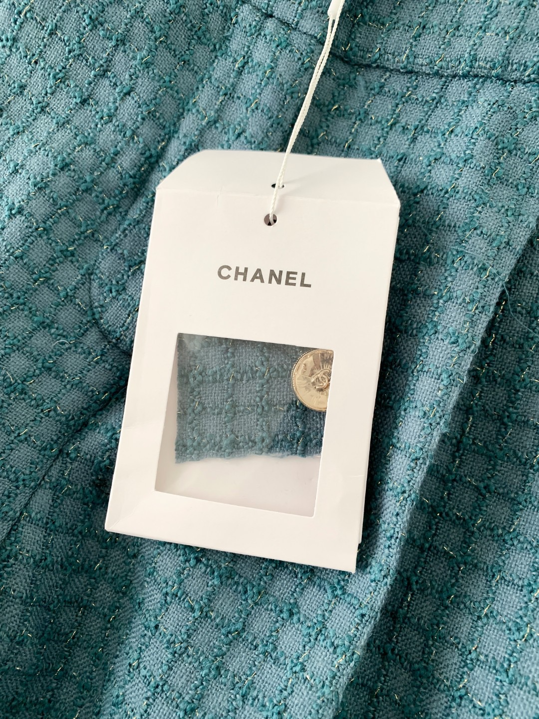 Брюки женские в стиле Chanel из фактурной ткани павлиньего зелёного цвета