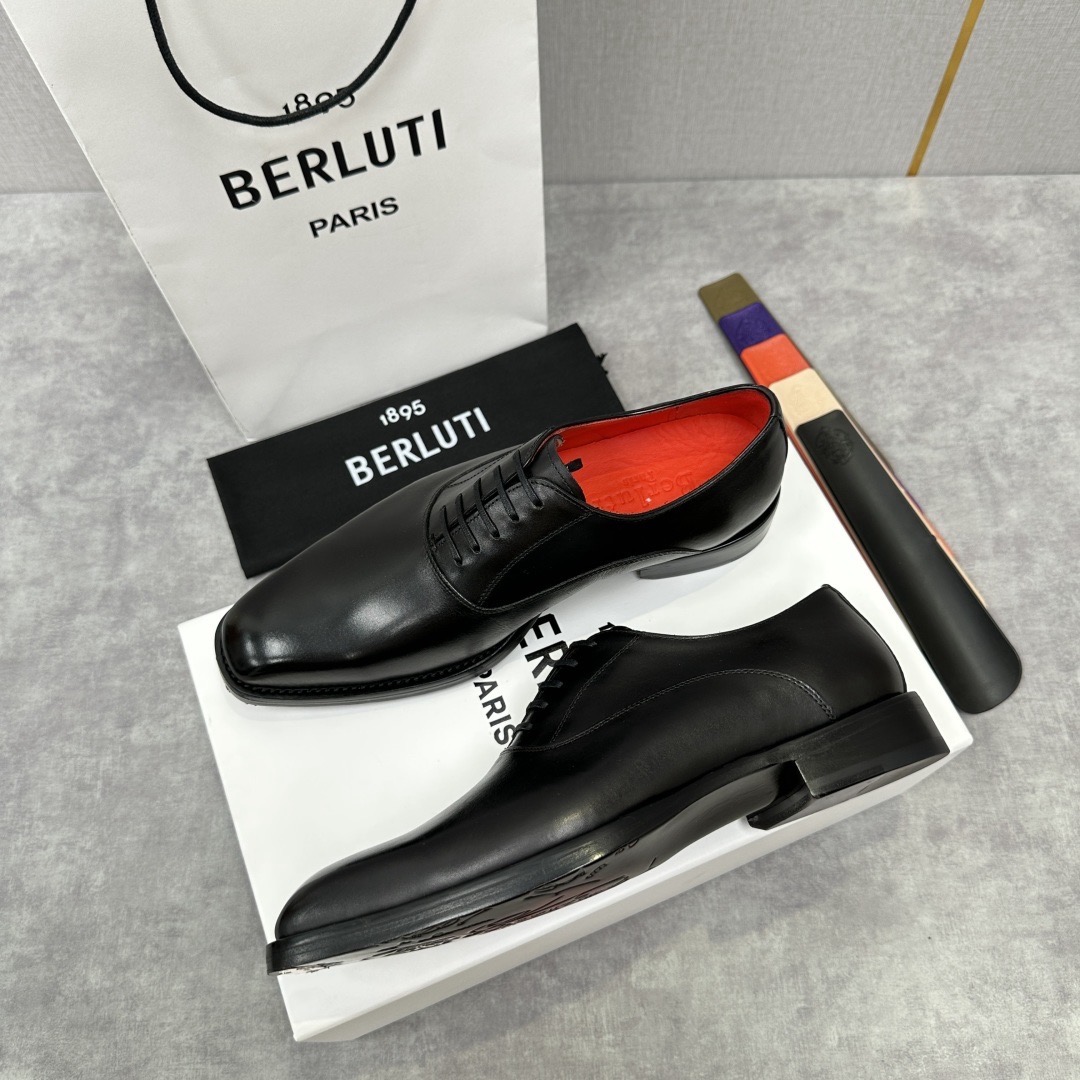 Туфли мужские в стиле Berluti классические оксфорды черного цвета