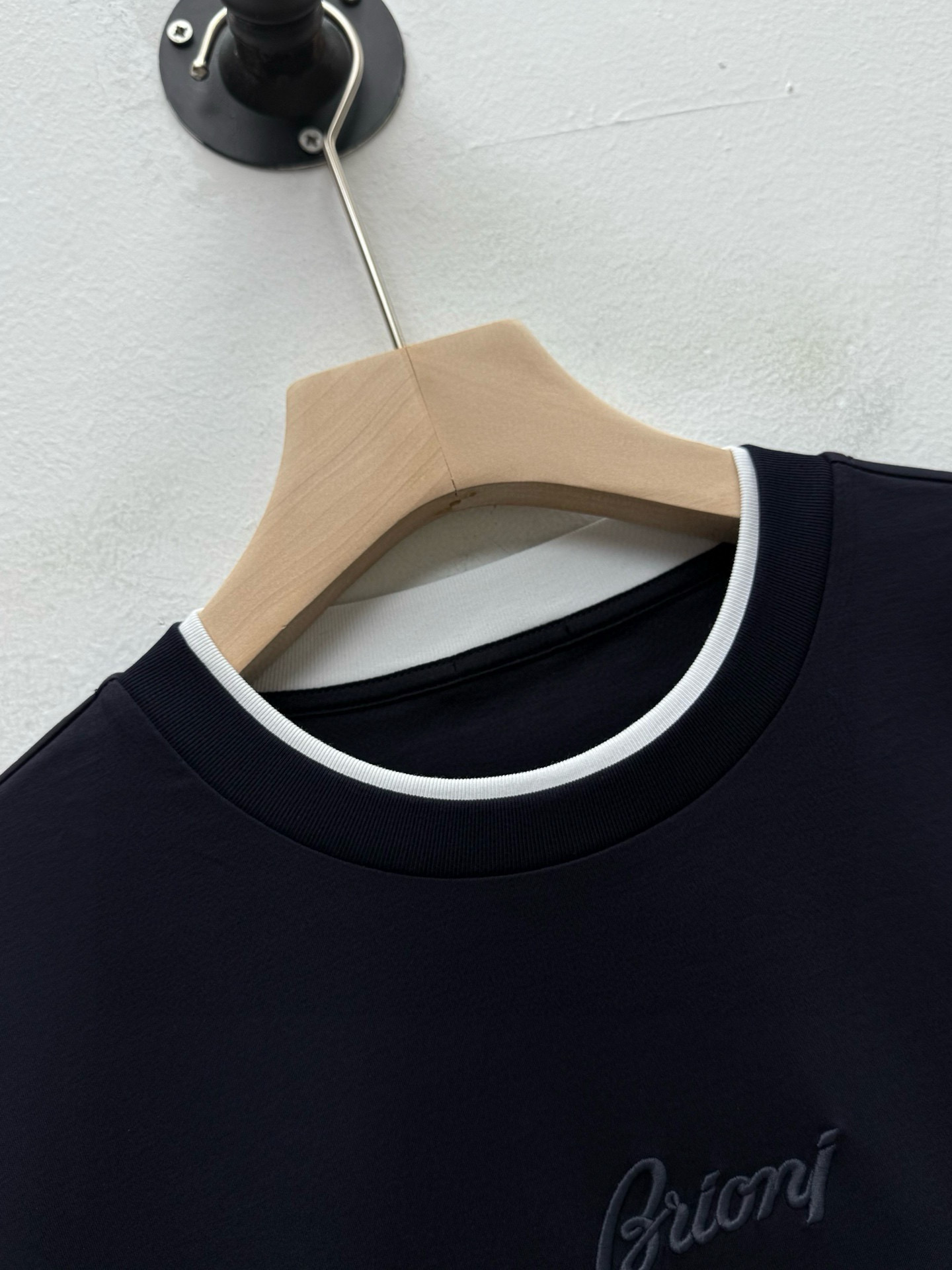 Лонгслив мужской в стиле Brioni Bri с эффектом двойного слоя из хлопка серого цвета