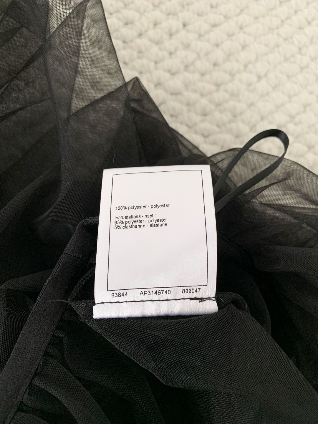 Юбка женская в стиле Chanel из прозрачного сетчатого тюля чёрного цвета