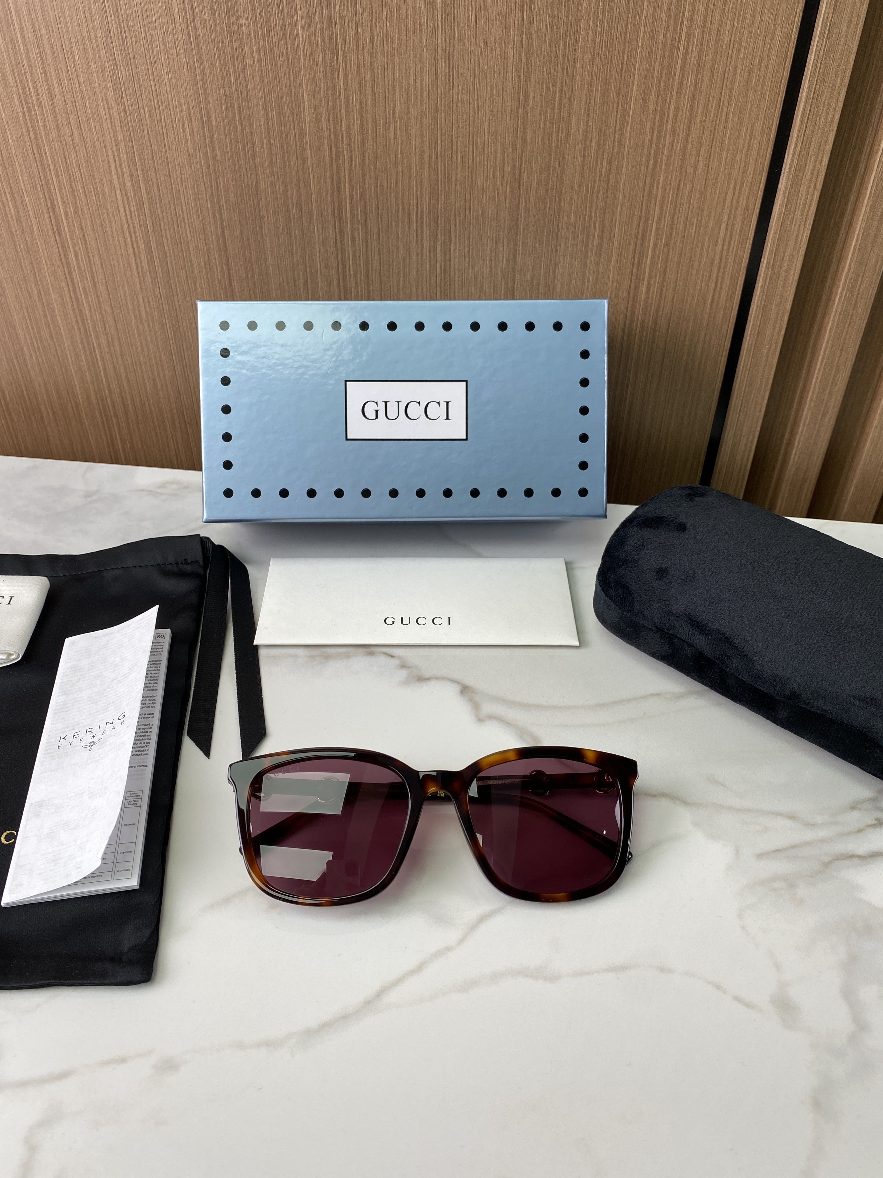 Очки солнцезащитные унисекс в стиле Gucci авиатор прямоугольной формы в комбинированной оправе