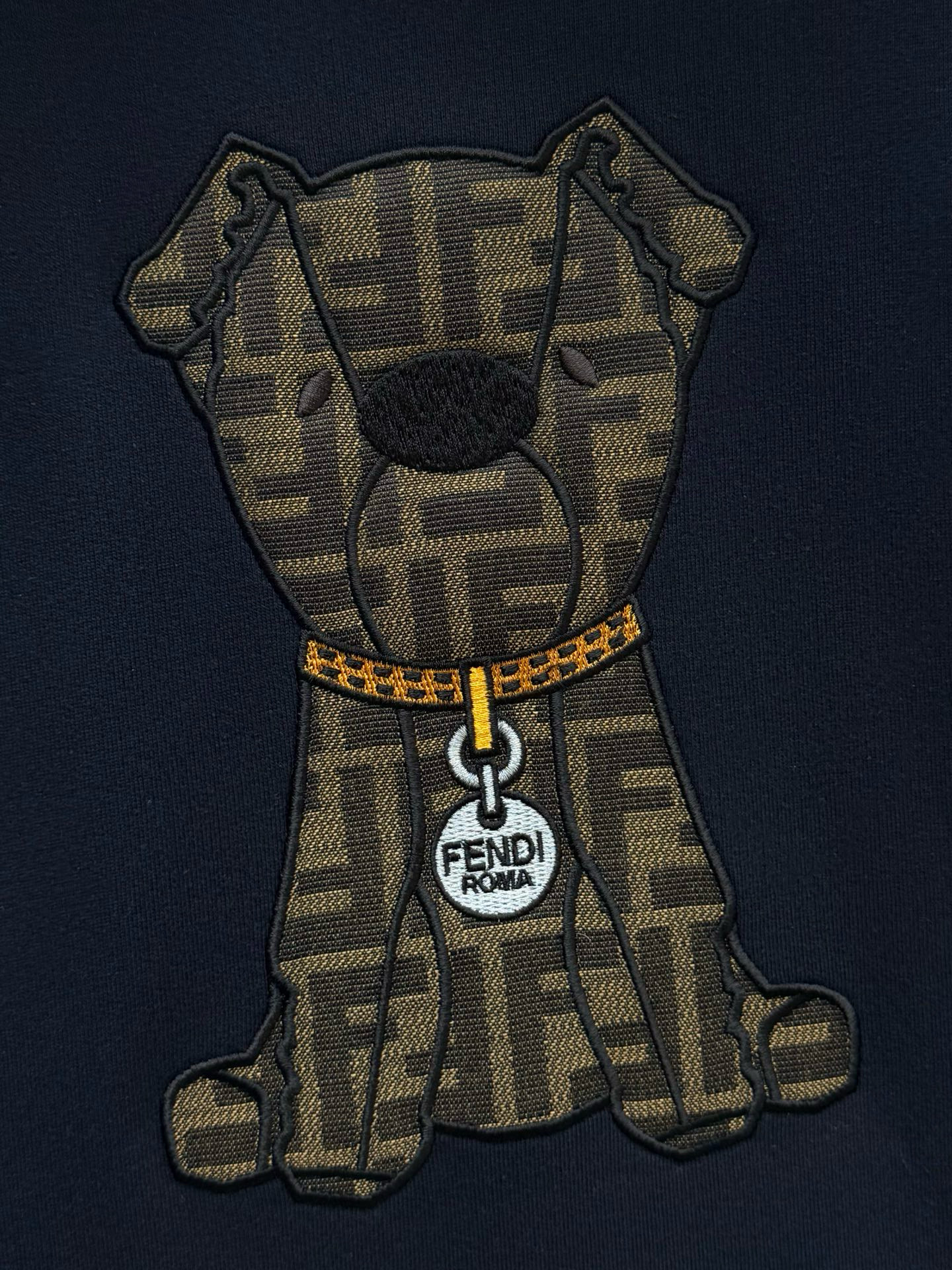 Худи мужское в стиле Fendi FD из махрового хлопка тёмно-синего цвета