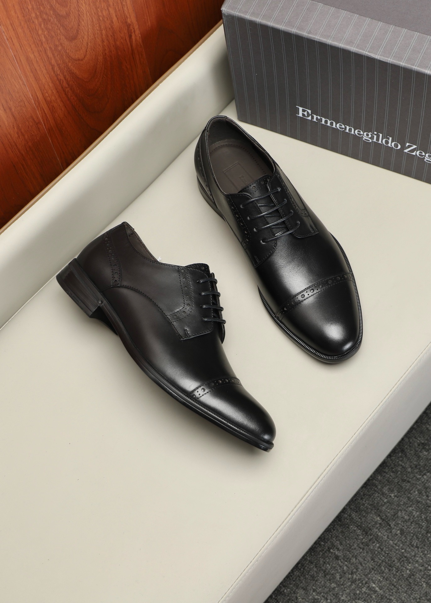 Оксфорды мужские в стиле Zegna Lace чёрного цвета