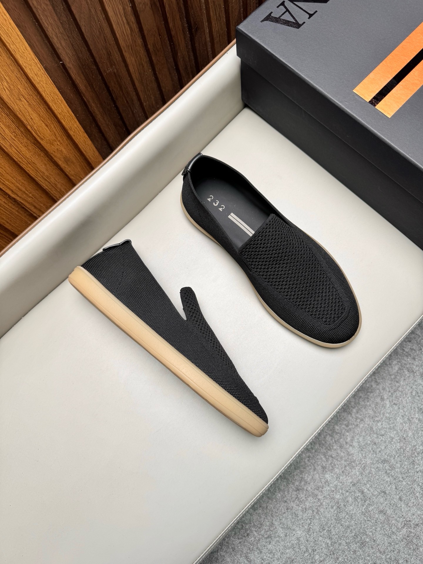 Лоферы мужские Zegna Triple Stitch Monte чёрного цвета