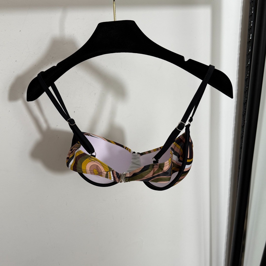 Купальник женский в стиле Emilio Pucci раздельный мультицвет с принтом и юбкой