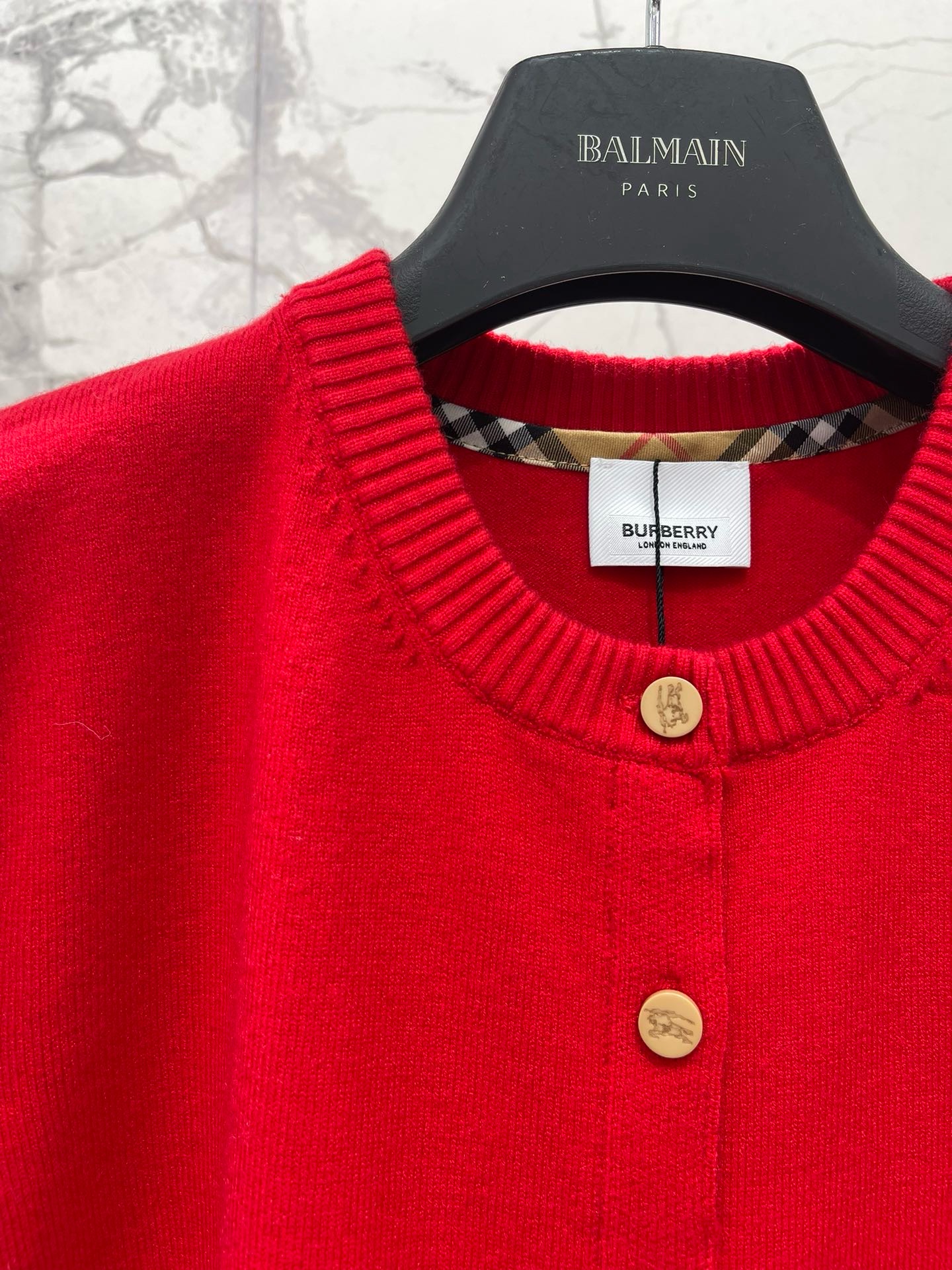 Кардиган женский Burberry EKD Cotton Wool Cardigan красного цвета