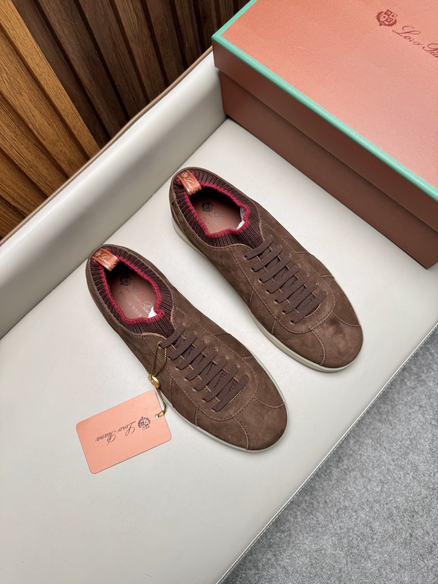 Кроссовки мужские в стиле Loro Piana Soho Walk коричневого цвета