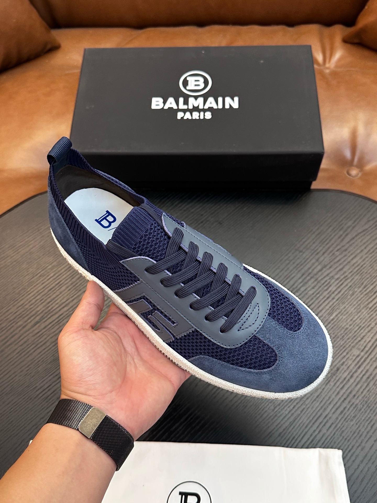 Кроссовки мужские Balmain B-Skate  синего цвета