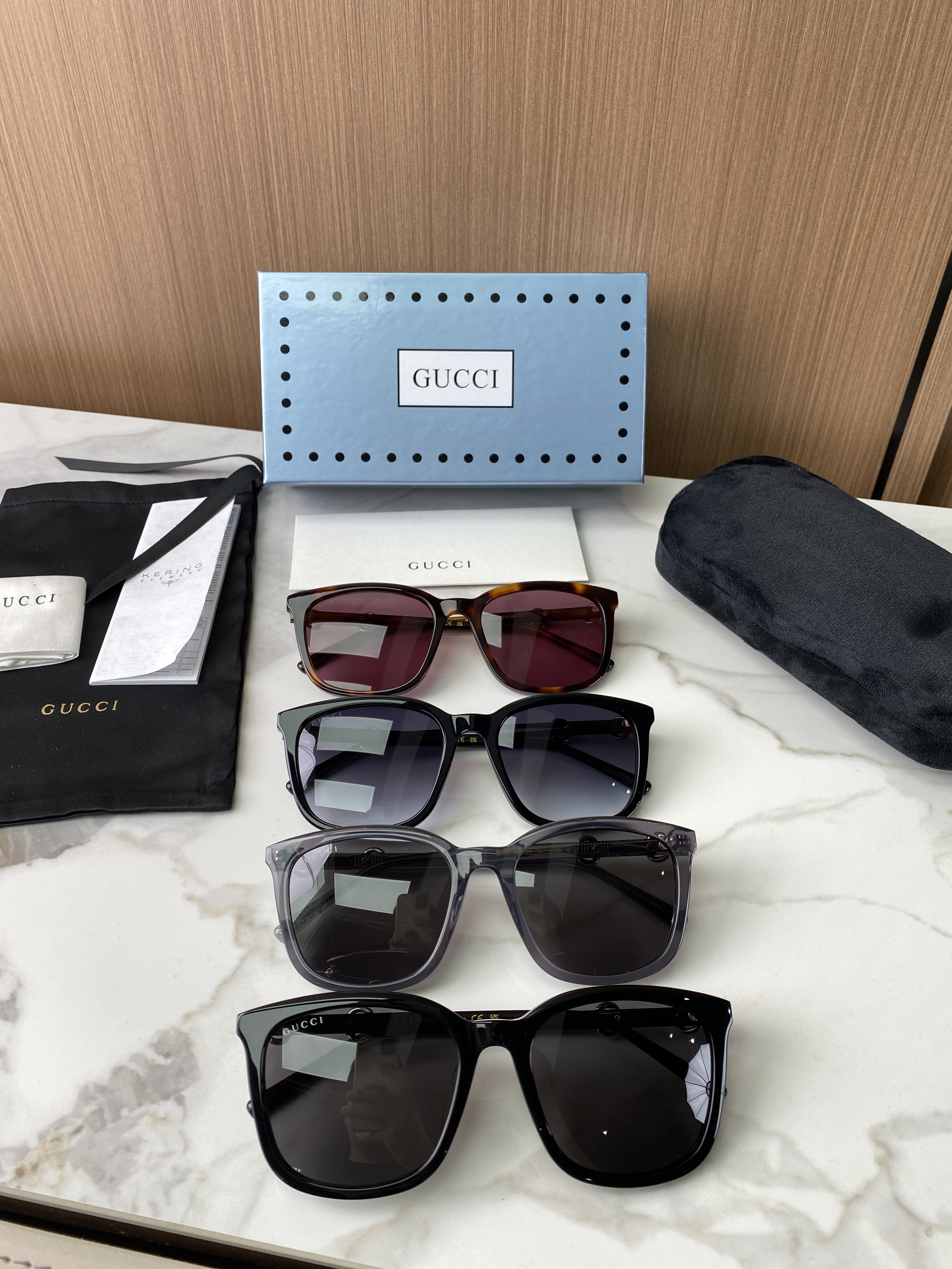 Очки солнцезащитные унисекс в стиле Gucci авиатор прямоугольной формы в комбинированной оправе