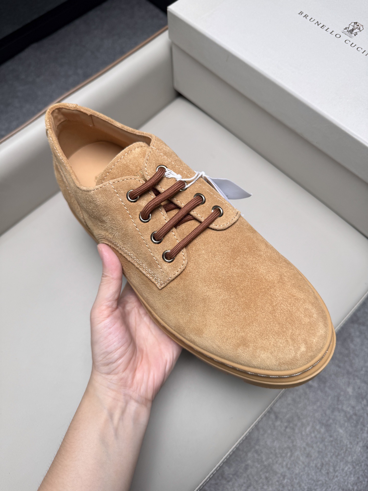 Туфли мужские в стиле Brunello Cucinelli бежевого цвета