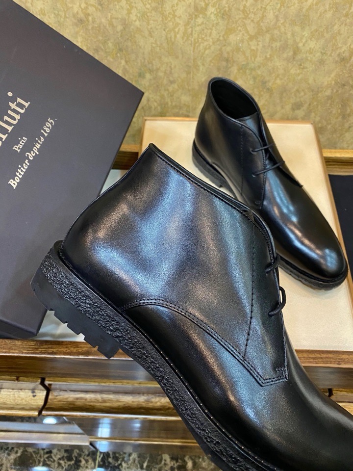 Ботинки мужские Berluti Brunico из гладкой натуральной кожи чёрного цвета