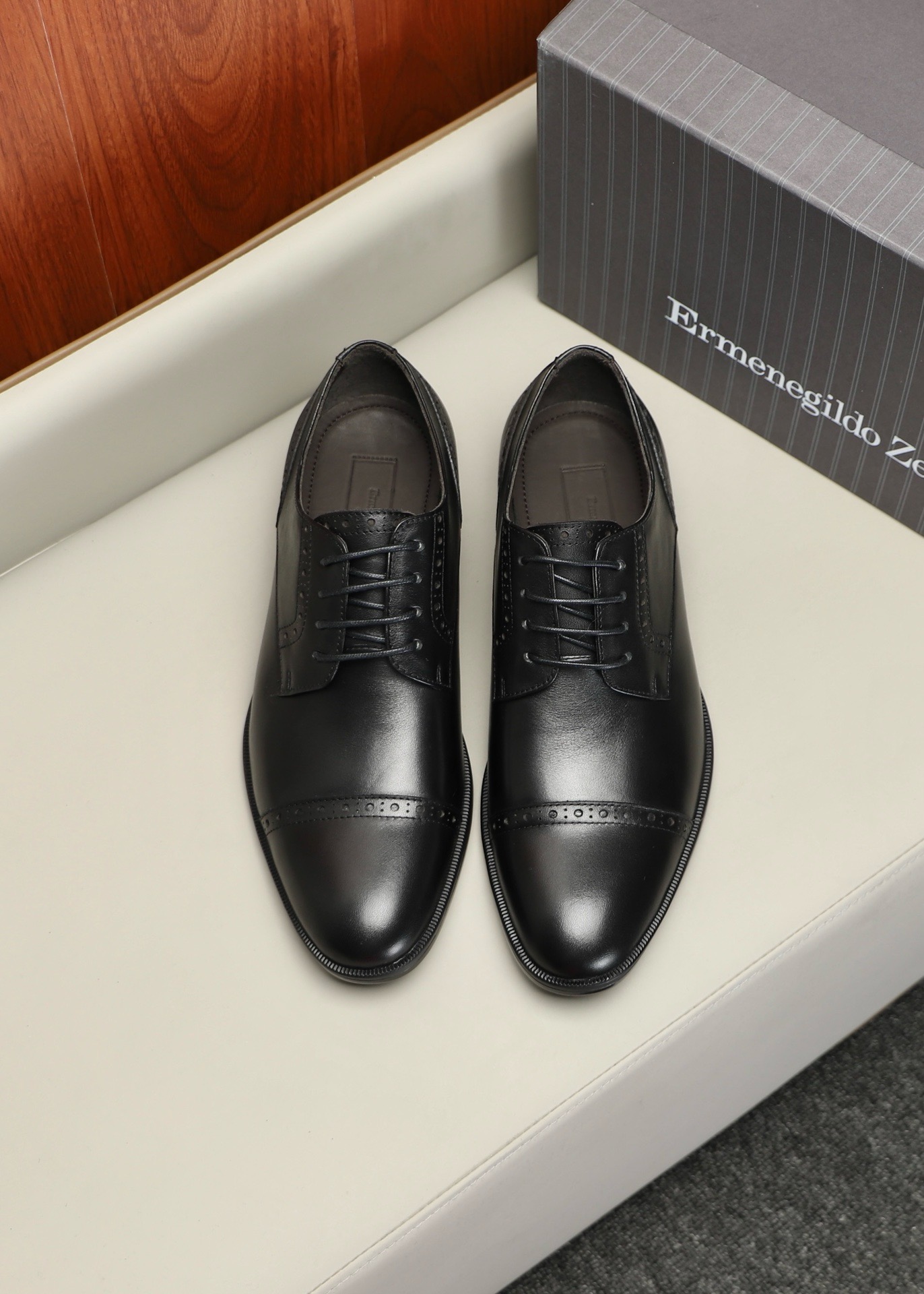 Оксфорды мужские в стиле Zegna Lace чёрного цвета