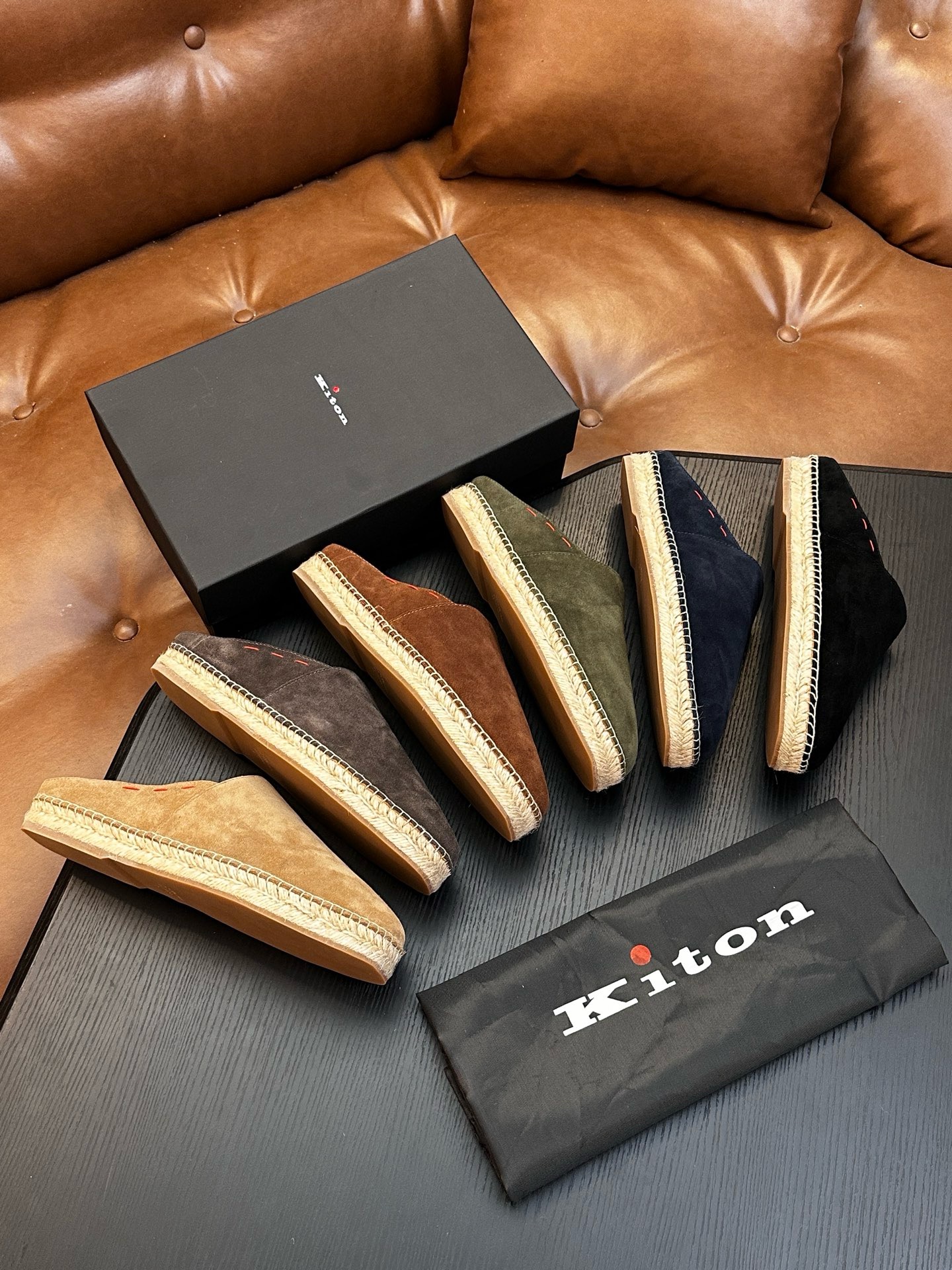 Мюли мужские в стиле Kiton чёрного цвета