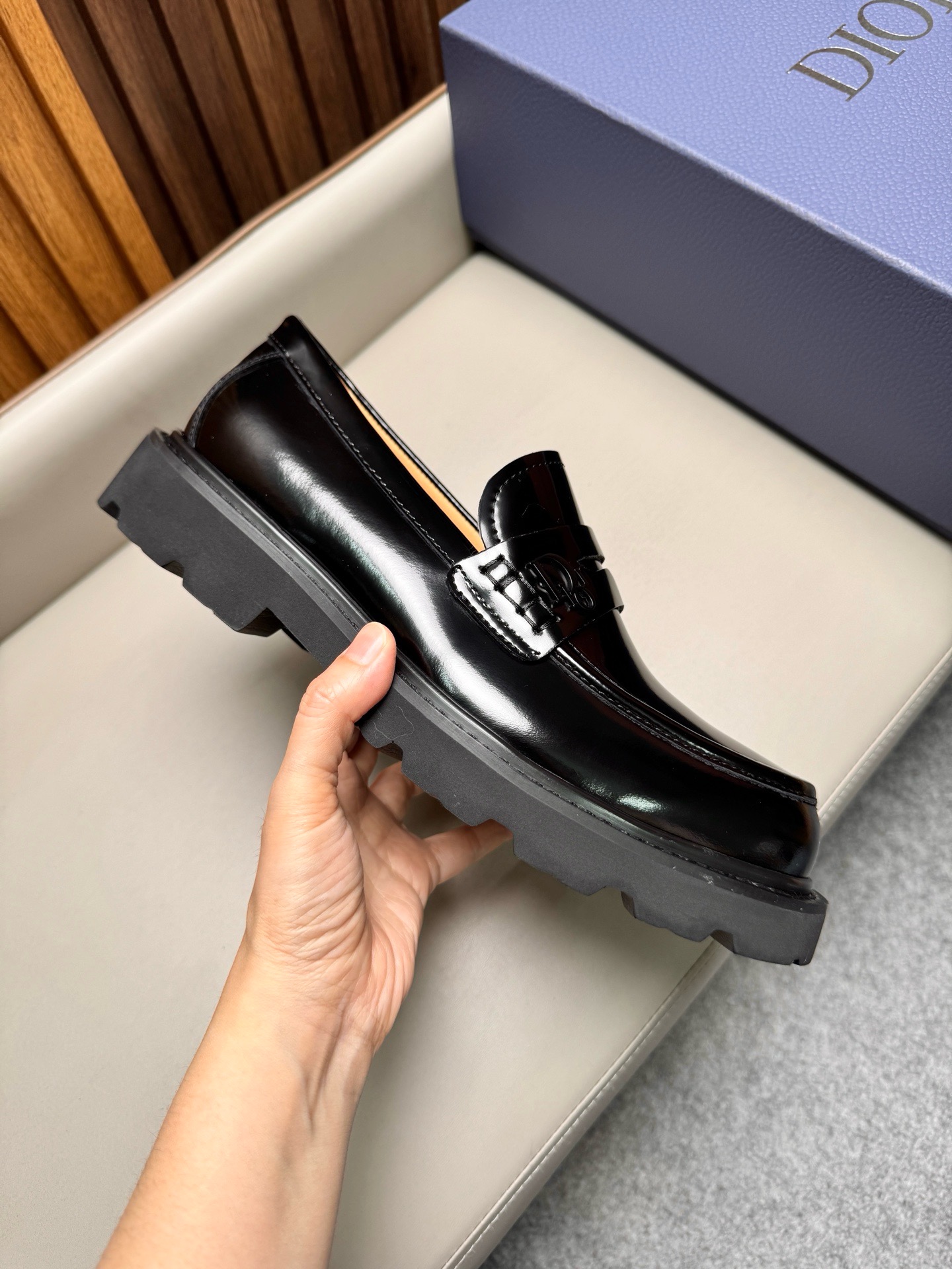 Лоферы мужские в стиле Dior Homme чёрного цвета