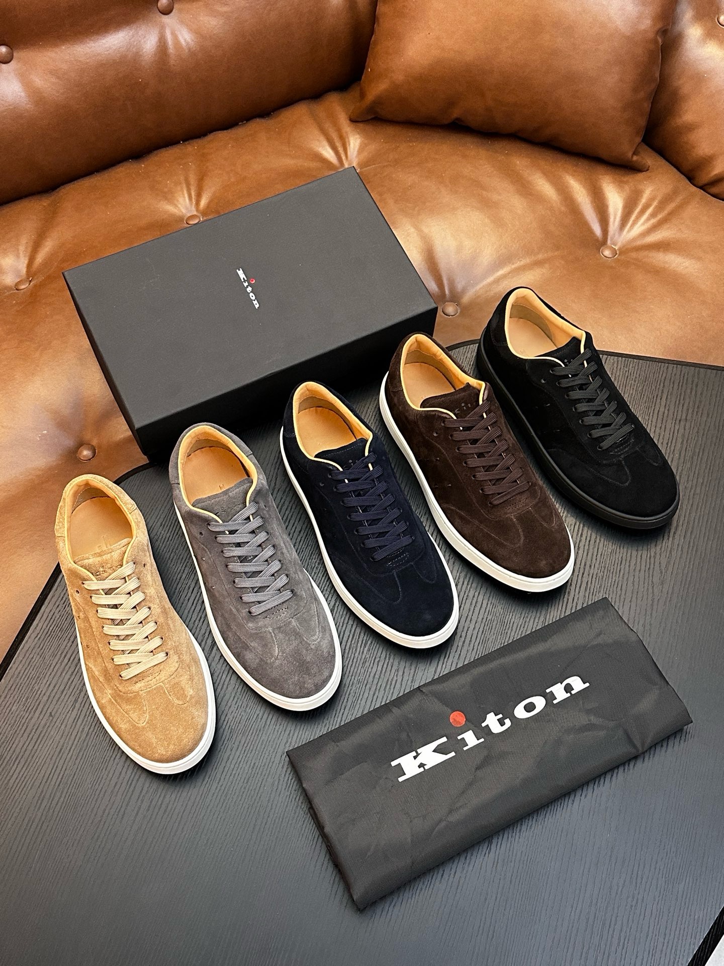 Кеды мужские в стиле Kiton чёрного цвета