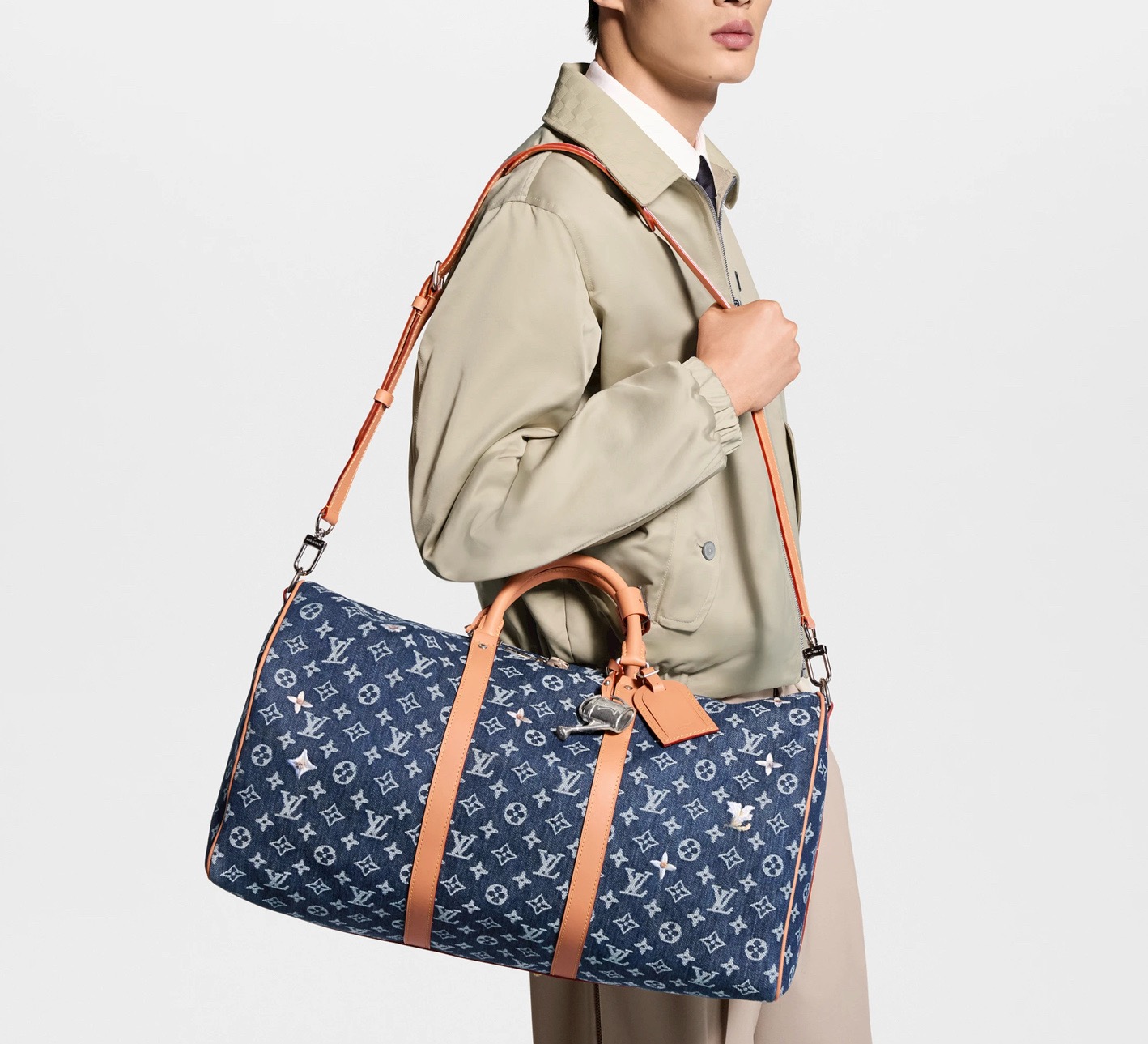  Сумка дорожная мужская Louis Vuitton Keepall Bandoulière 50 синего цвета