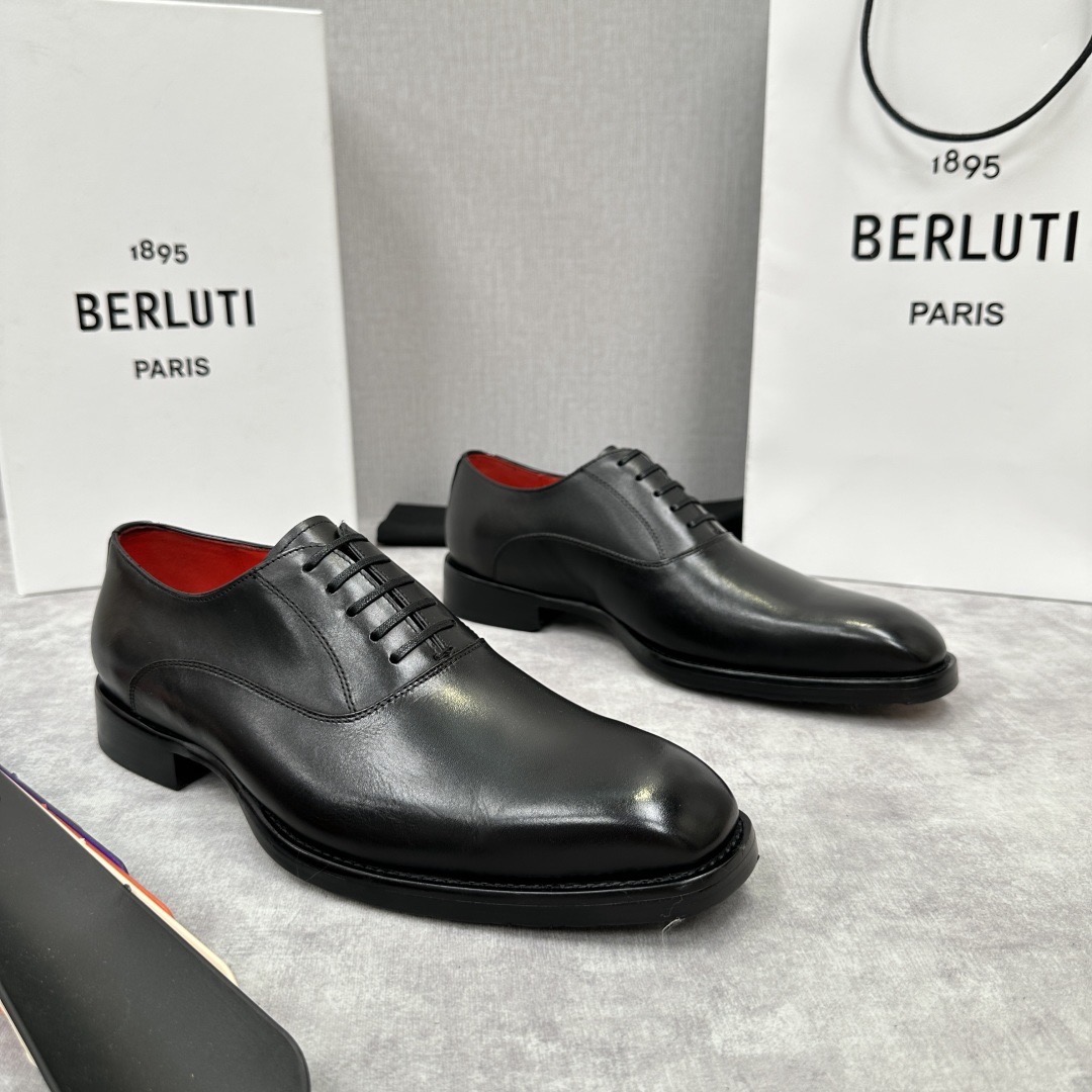Туфли мужские в стиле Berluti классические оксфорды черного цвета