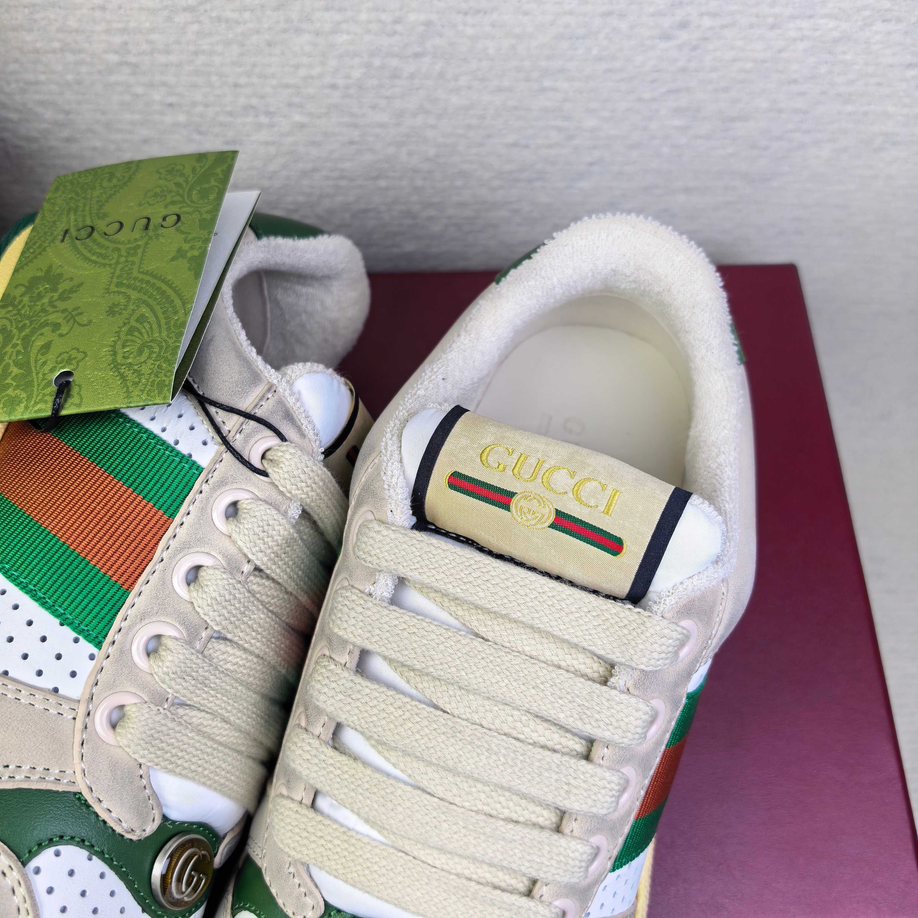 Кроссовки унисекс в стиле Gucci комбинированного белого цвета