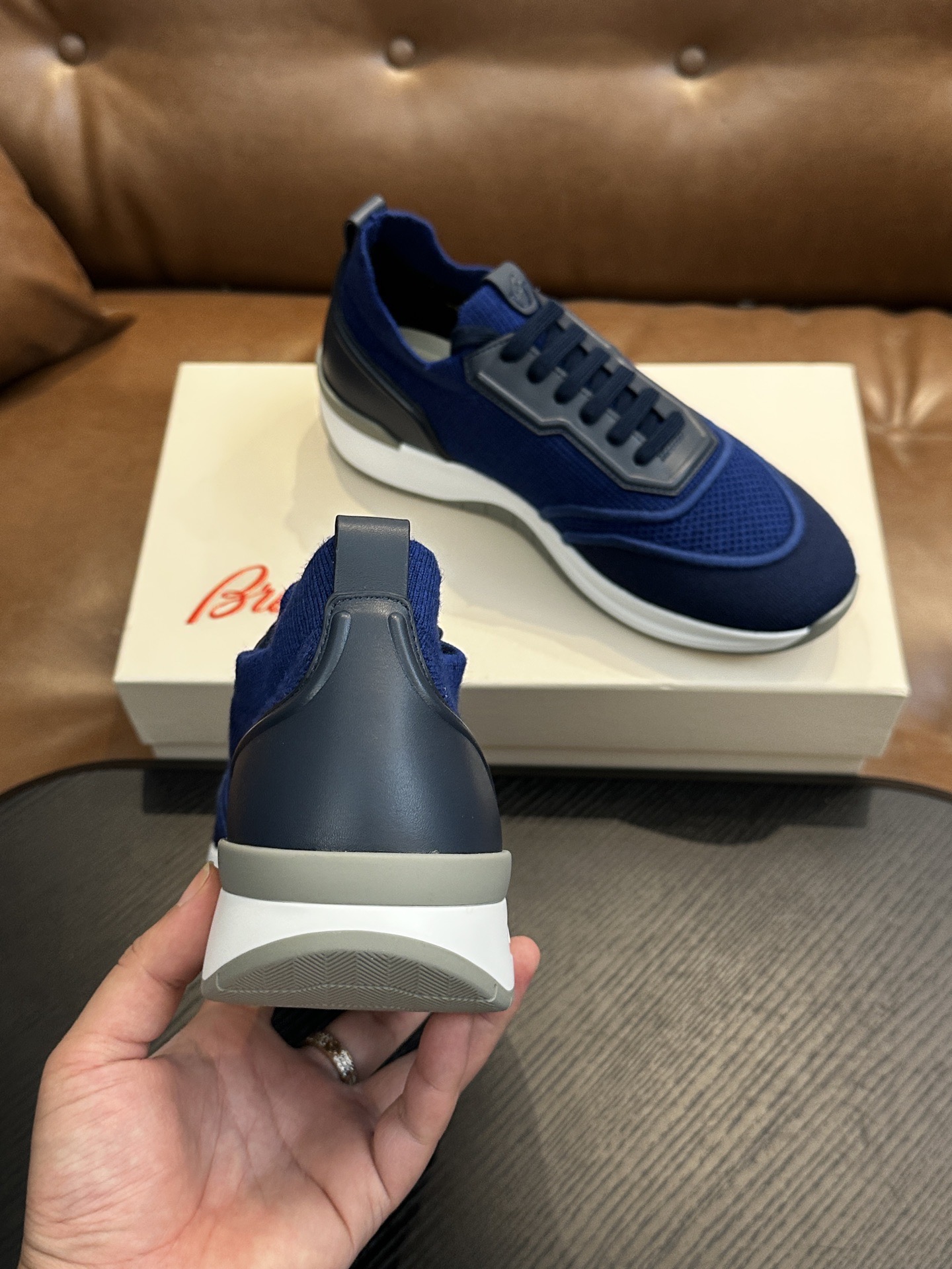 Кроссовки мужские в стиле Brioni синего цвета