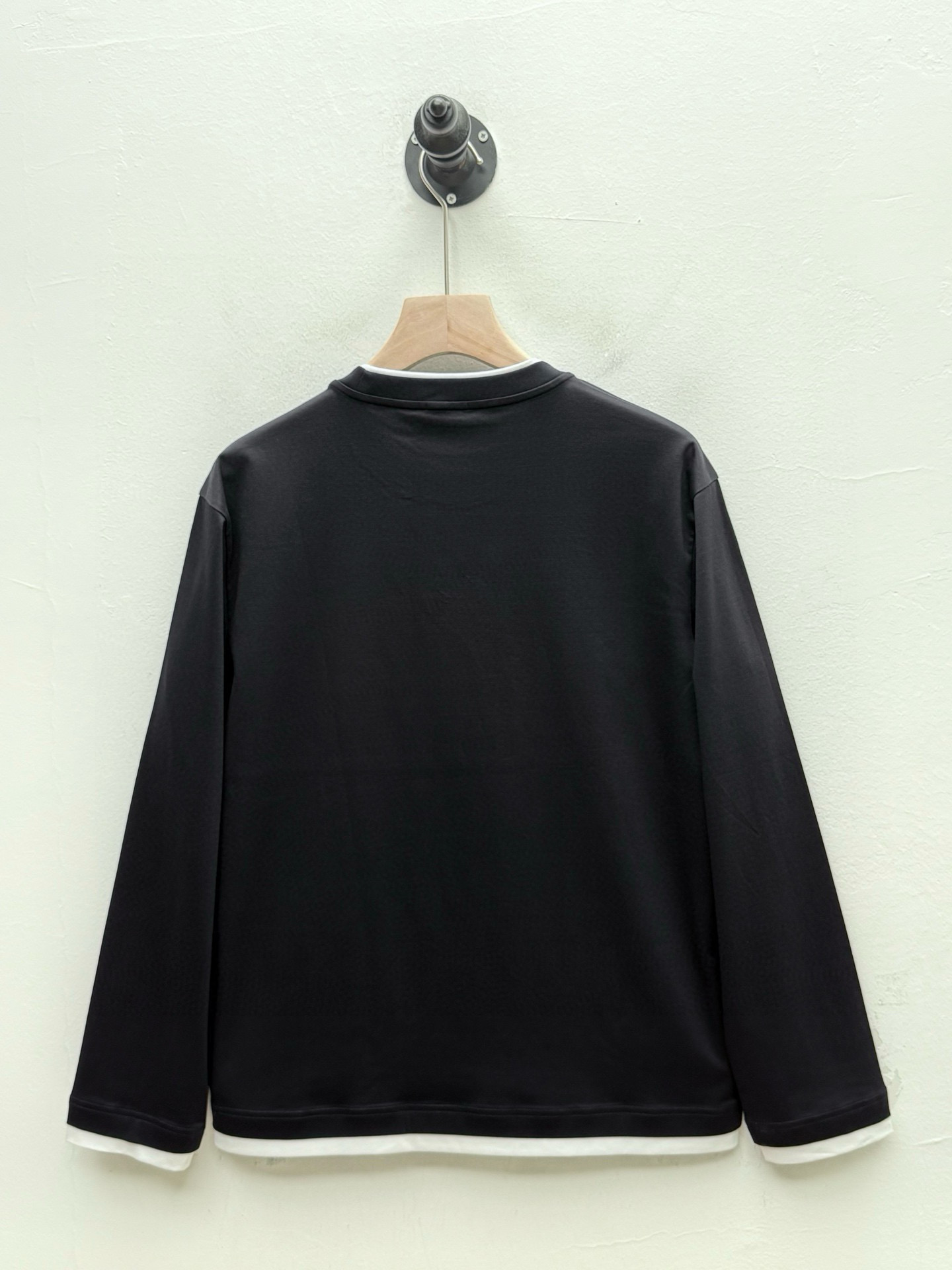 Лонгслив мужской в стиле Brioni Bri с эффектом двойного слоя из хлопка серого цвета