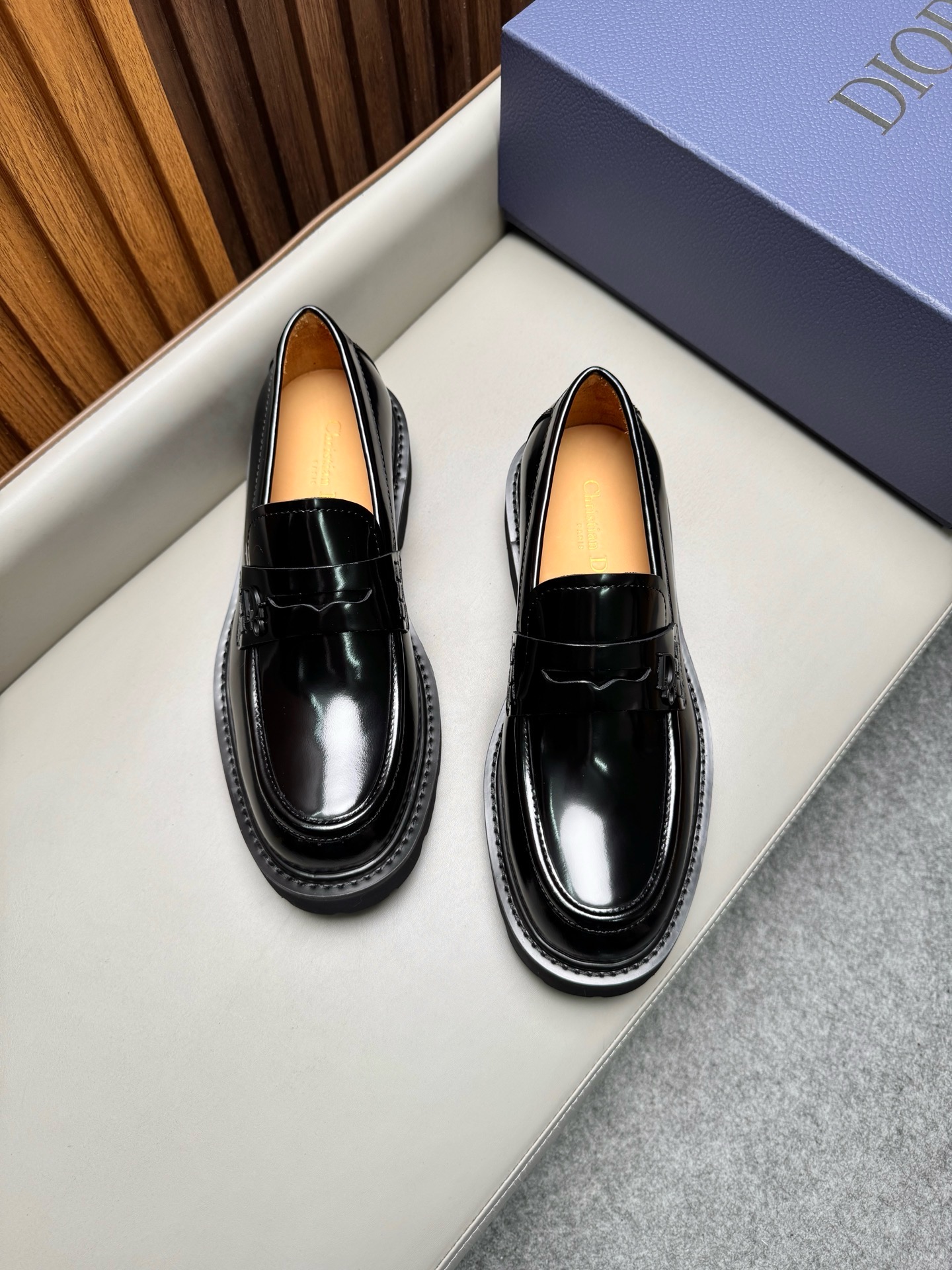Лоферы мужские в стиле Dior Homme чёрного цвета