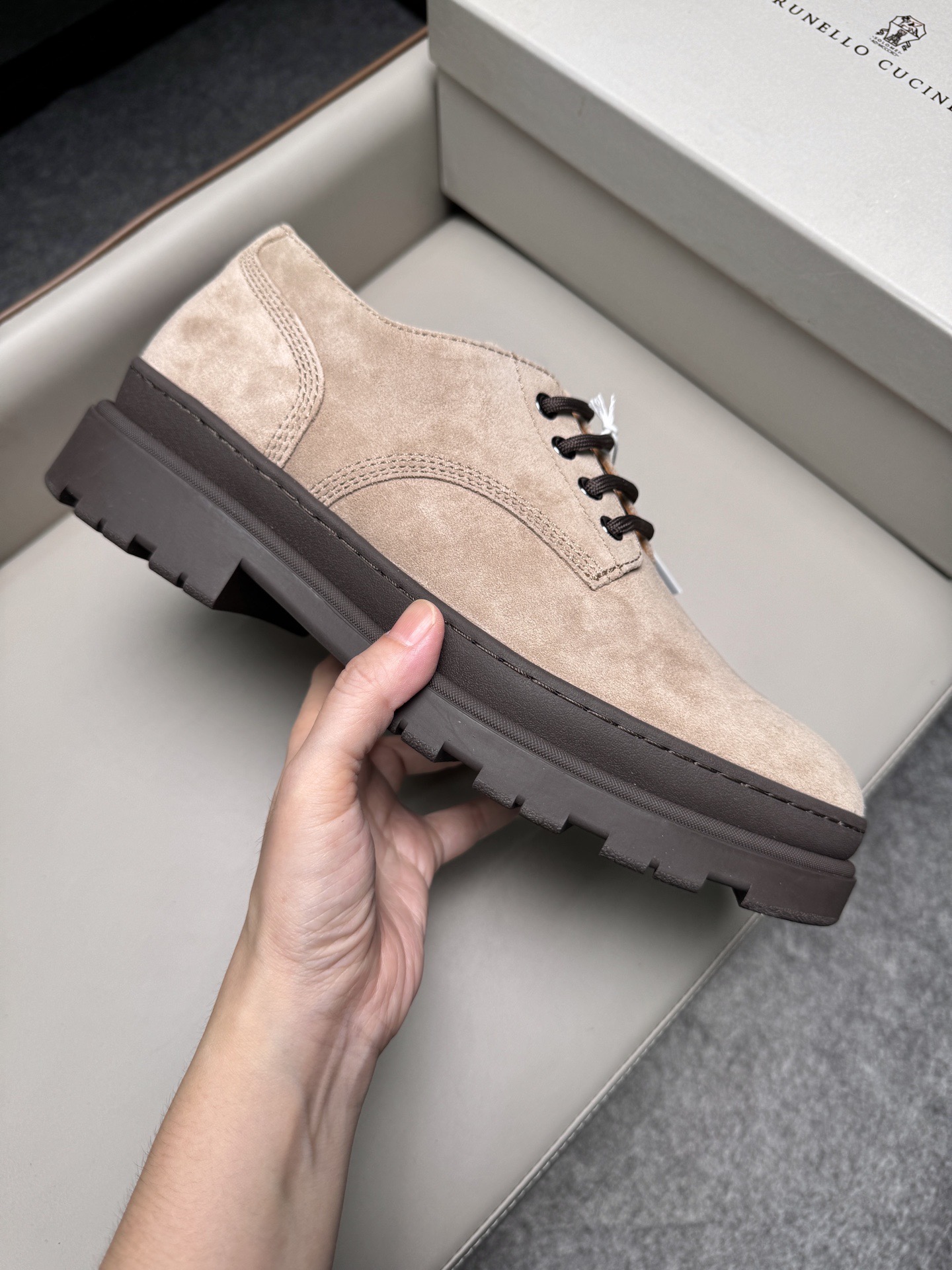 Туфли мужские в стиле Brunello Cucinelli светло-бежевого цвета