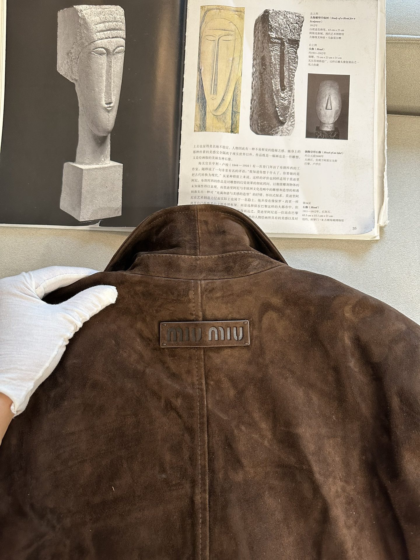 Куртка женская в стиле Miu Miu из натуральной замши коричневого цвета с классическим кроем