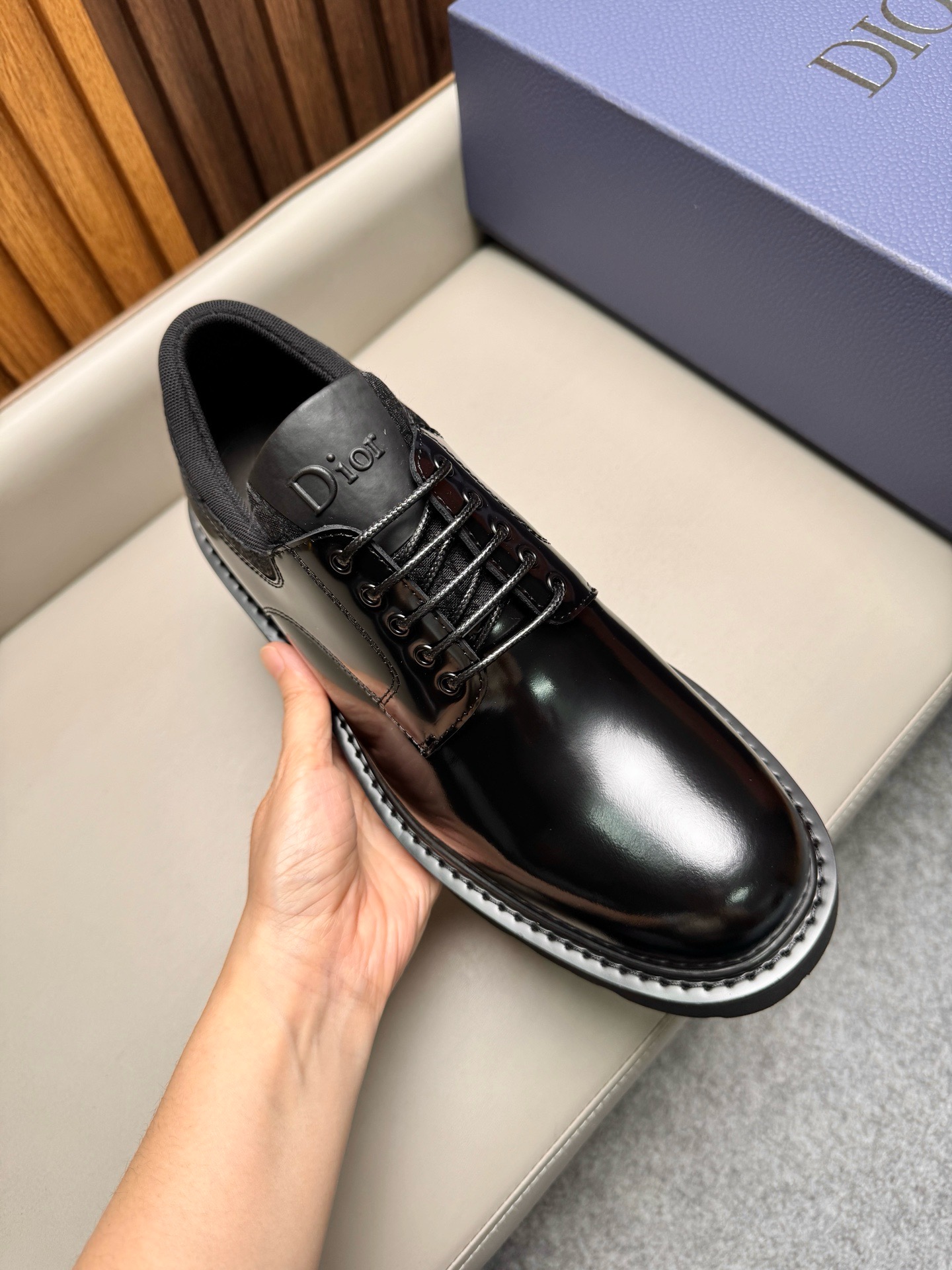 Дерби мужские в стиле Dior Homme чёрного цвета