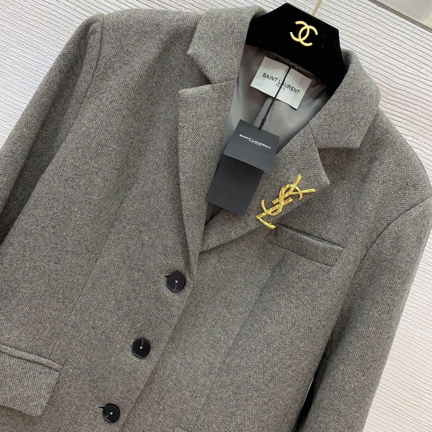 Костюм женский в стиле Saint Laurent тройка: жакет, жилет и юбка