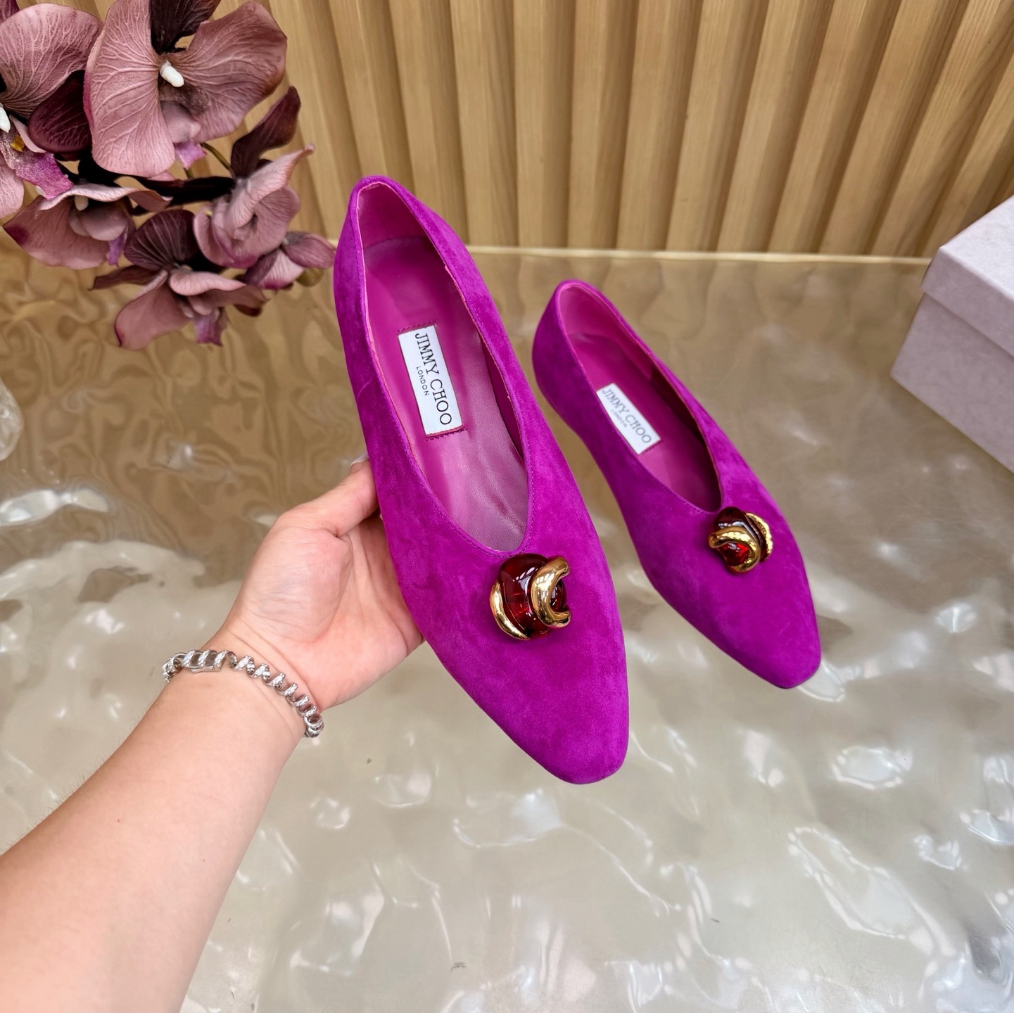 Балетки женские Jimmy Choo Margot Flat фиолетового цвета