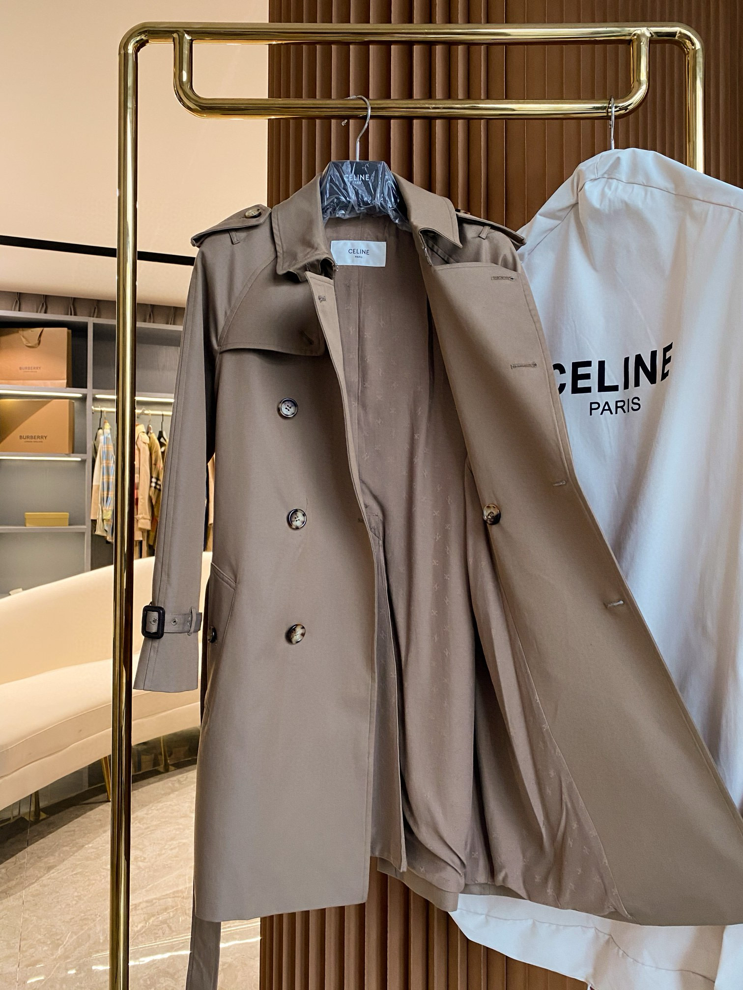 Тренч CELINE Paris из шерстяно-хлопковой ткани