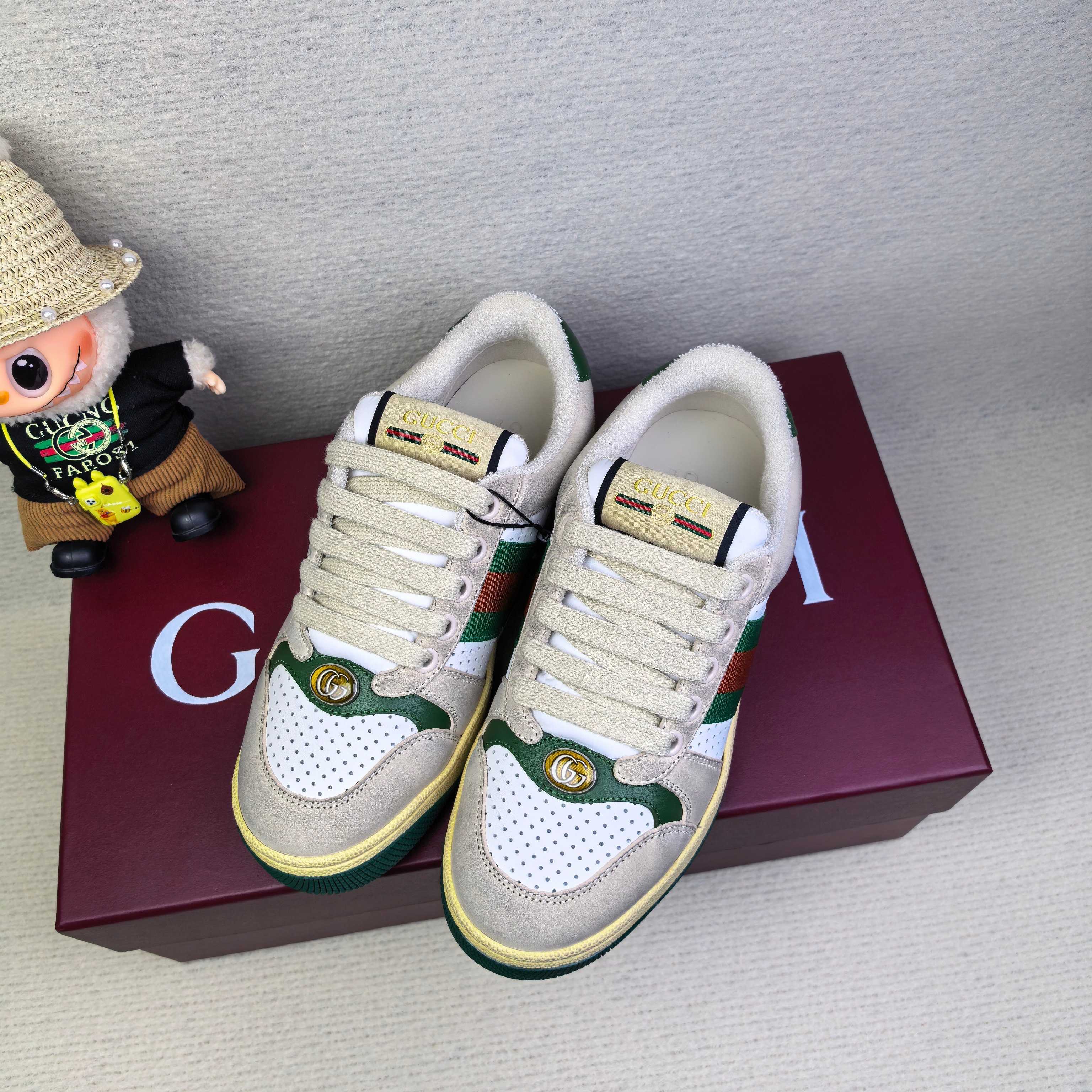 Кроссовки унисекс в стиле Gucci комбинированного белого цвета