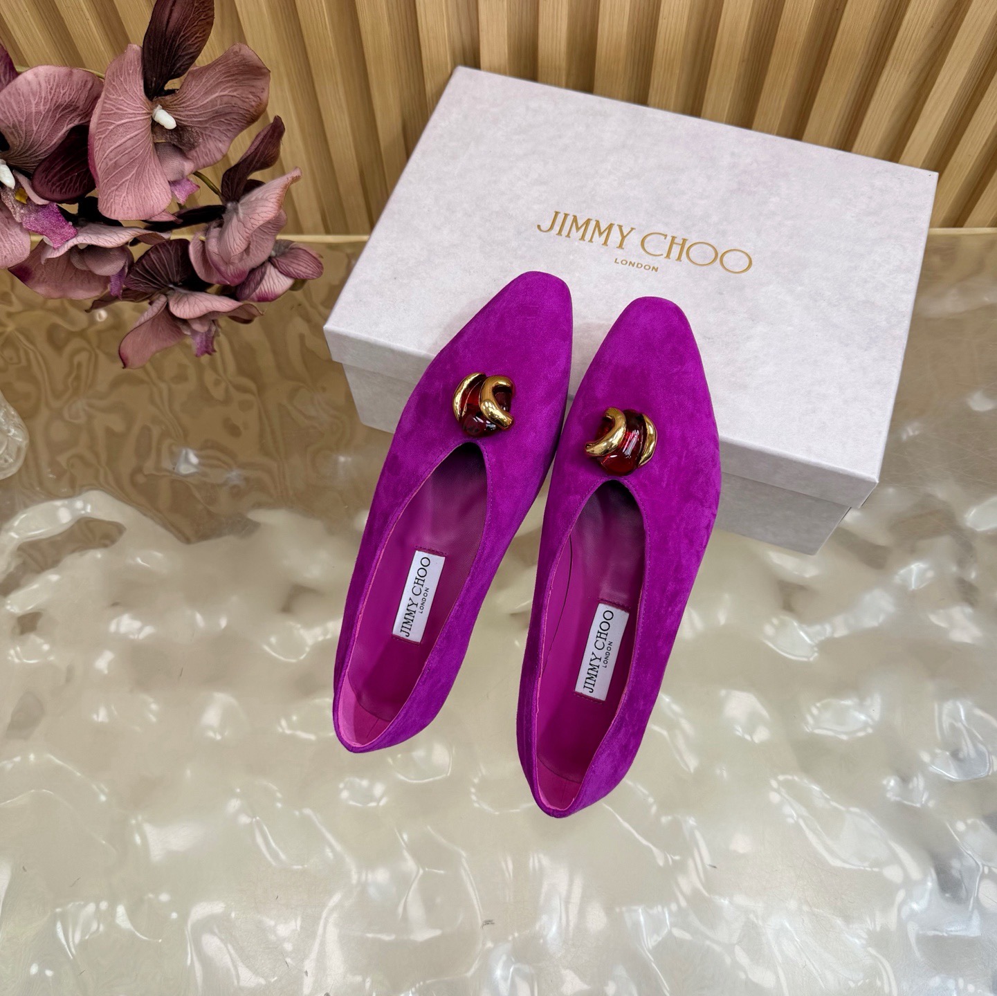 Балетки женские Jimmy Choo Margot Flat фиолетового цвета