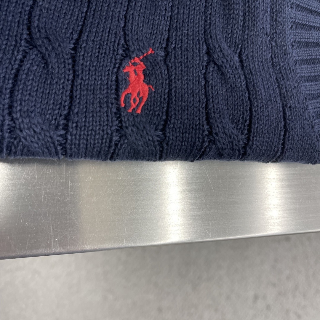 Жилет мужской в стиле Ralph Lauren с фактурной вязкой тёмно-синего цвета