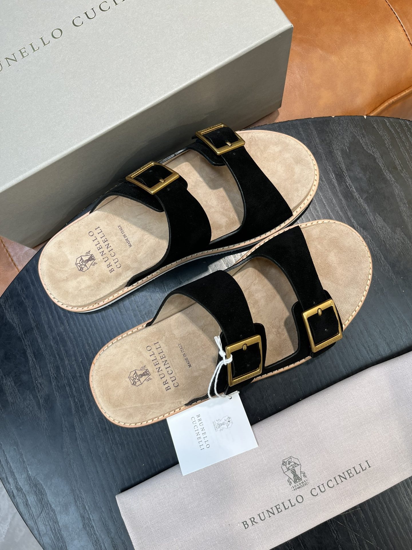 Сандалии мужские в стиле Brunello Cucinelli чёрного цвета