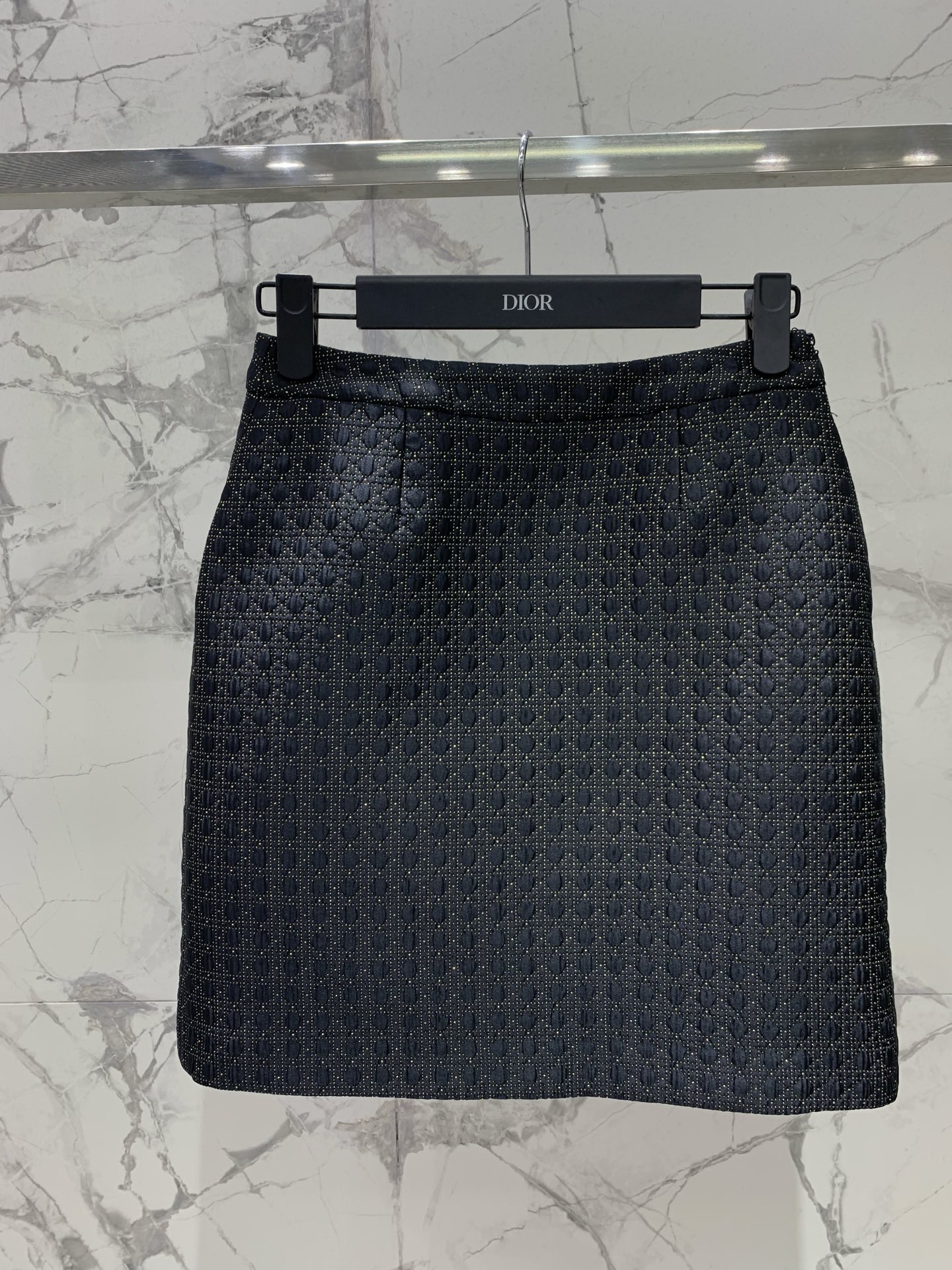 Юбка женская в стиле Dior из фактурной ткани с металлизированной нитью тёмно-серого цвета