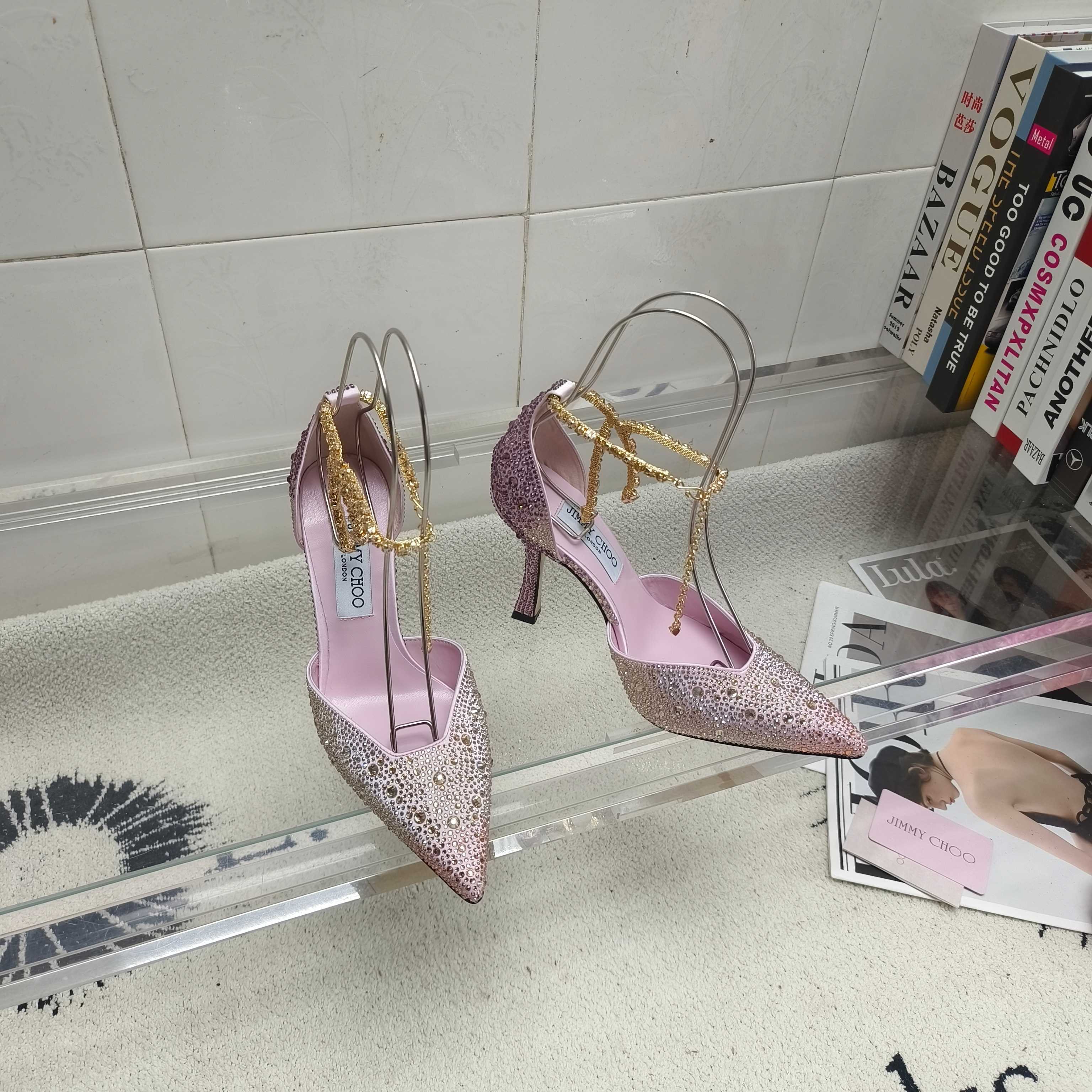 Туфли женские в стиле Jimmy Choo розового цвета