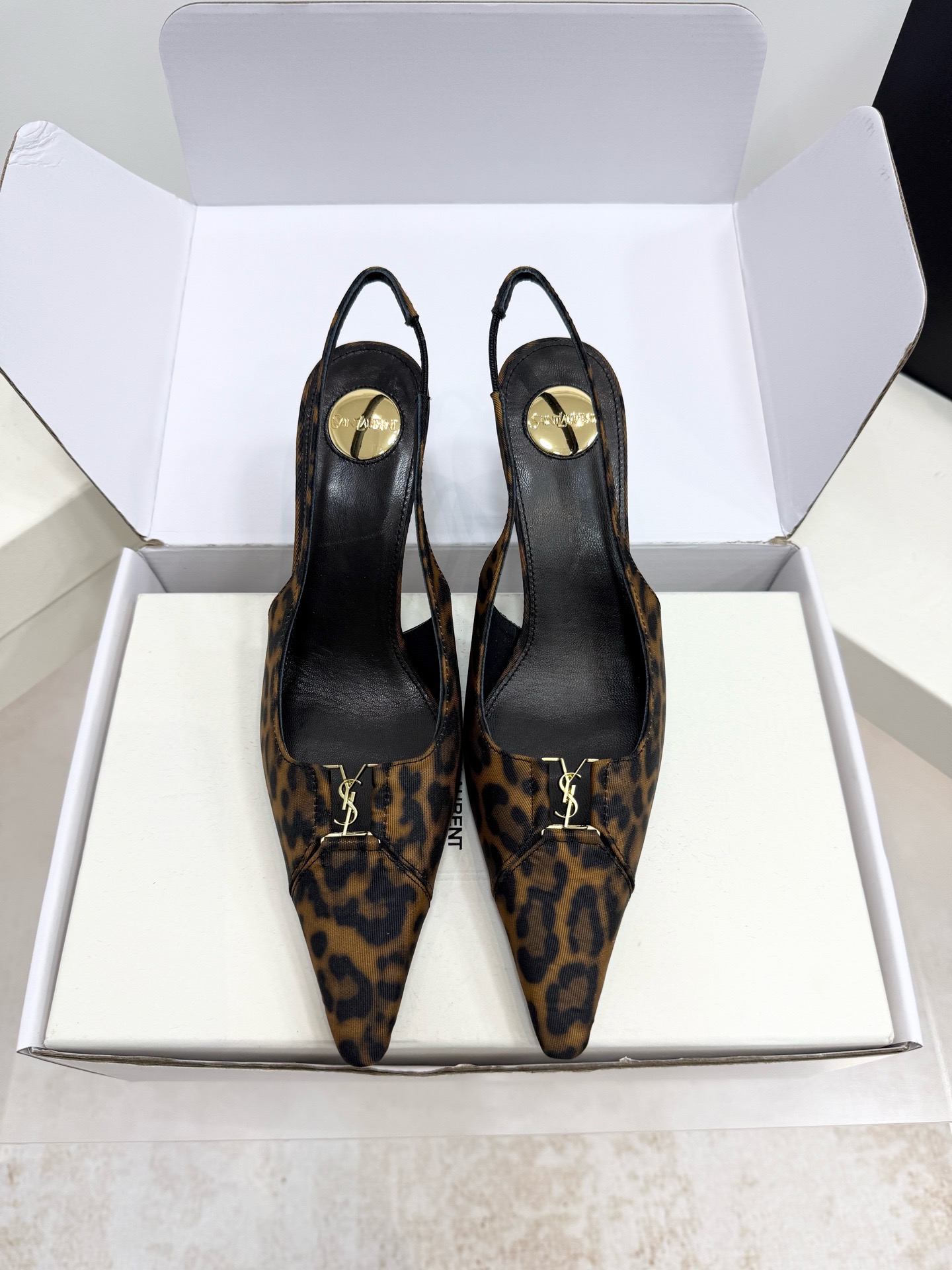 Слингбэки женские Saint Laurent Jeanne леопардового цвета