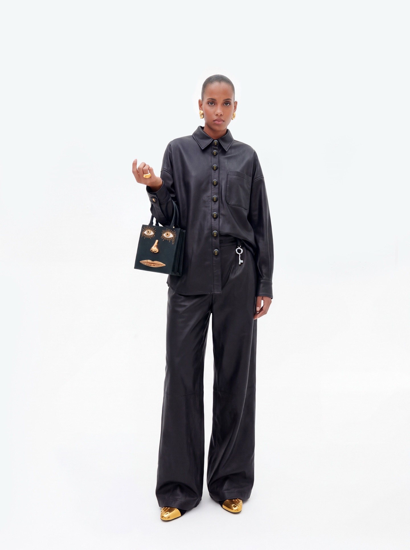 Брюки женские Schiaparelli широкого кроя с высокой посадкой чёрного цвета