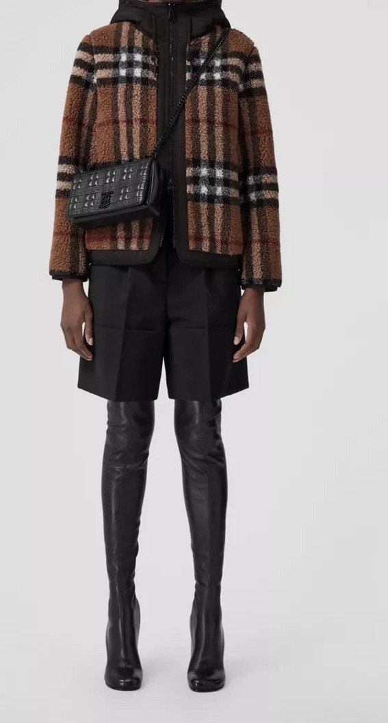 Куртка женская в стиле Burberry чёрно-коричневого цвета