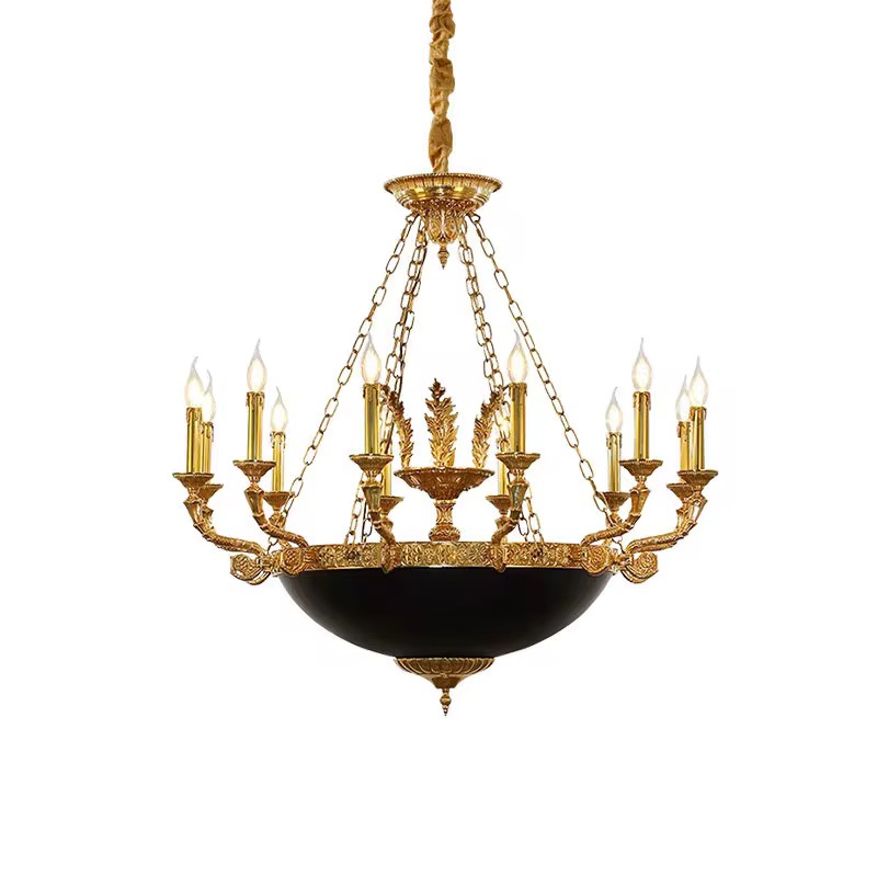 Люстра подвесная классическая из латуни в французском стиле на 6 ламп