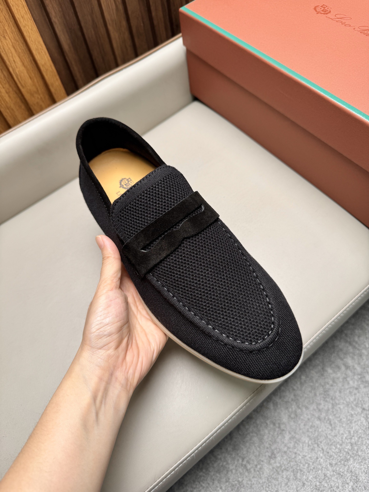 Лоферы мужские Loro Piana чёрного цвета