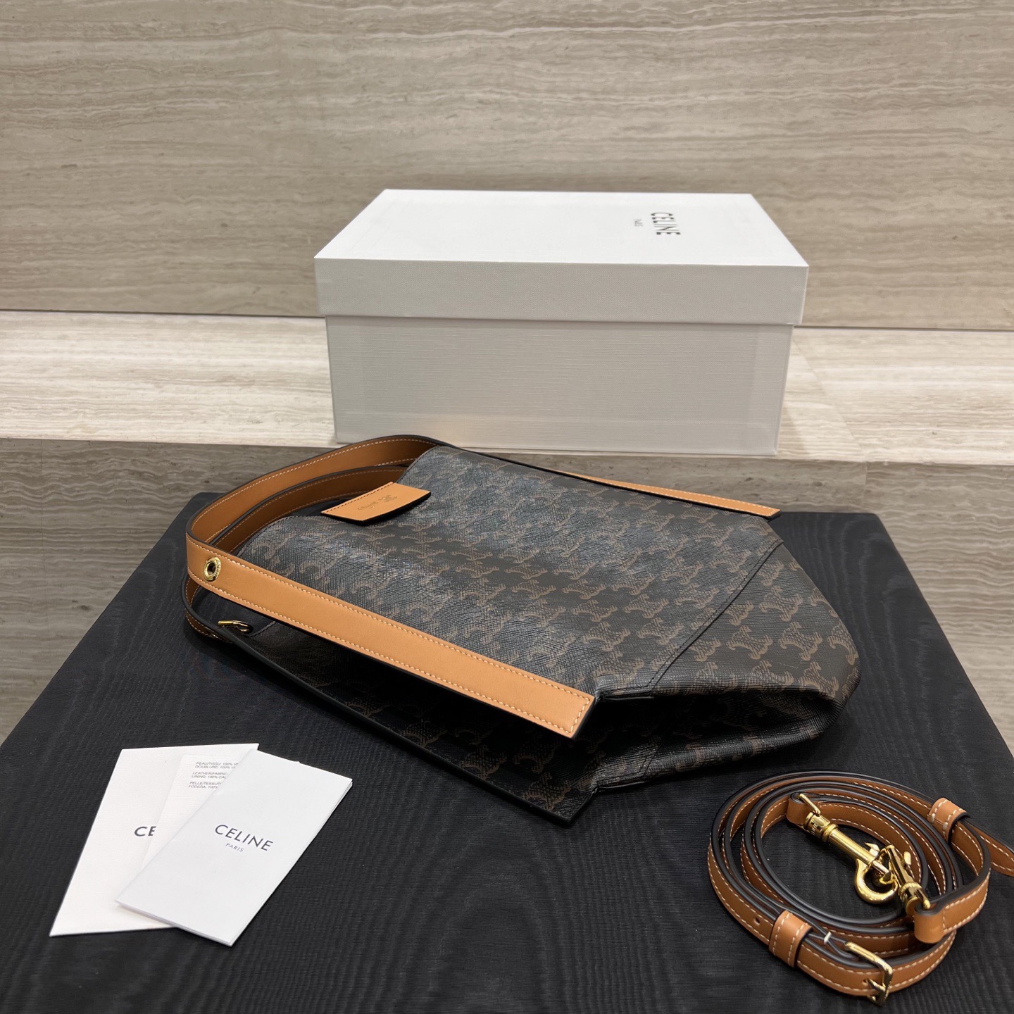 Сумка женская в стиле Celine Cubo Monogram коричневого цвета